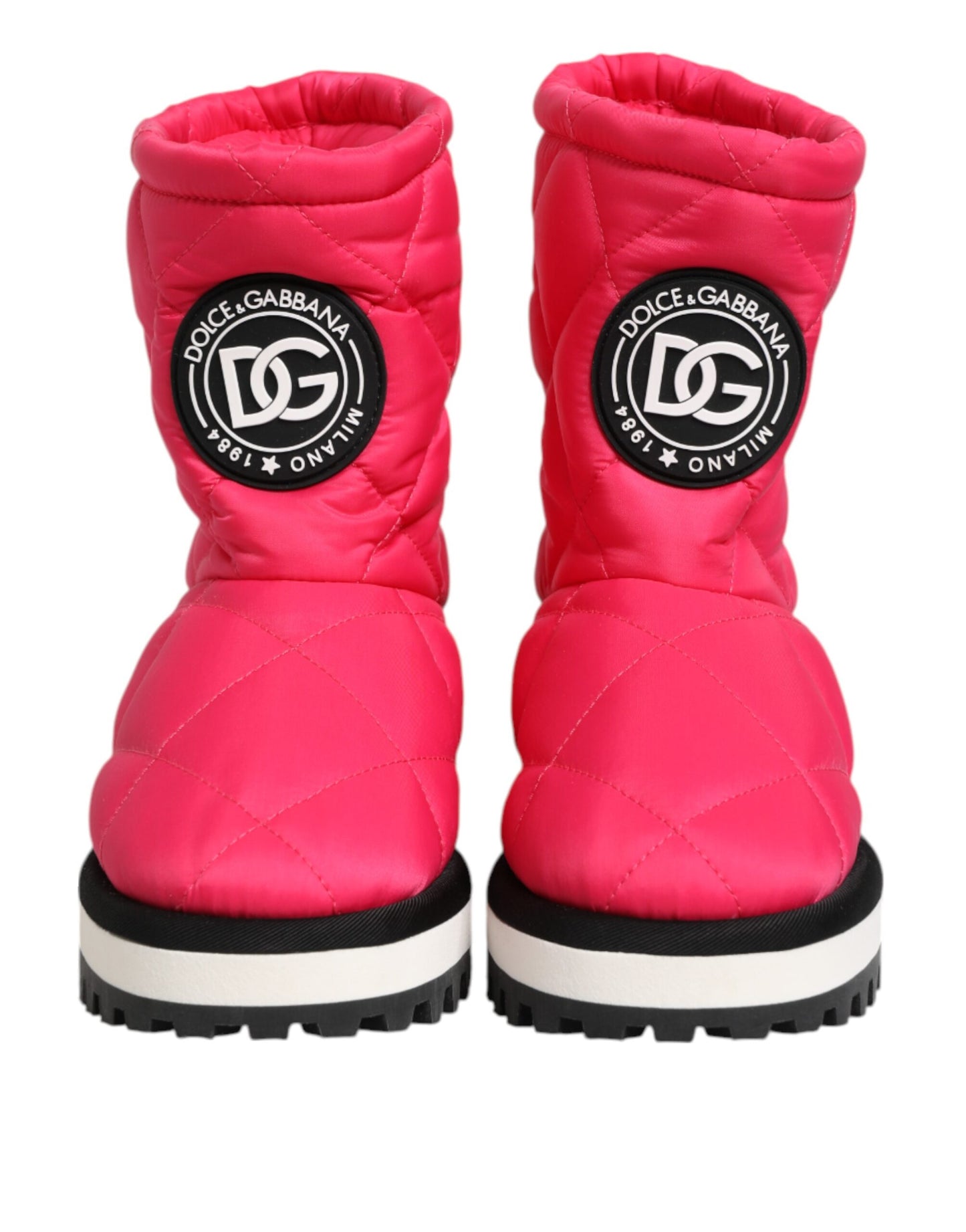Dolce & Gabbana Pink White Viscose Padded Mid Calf Boots