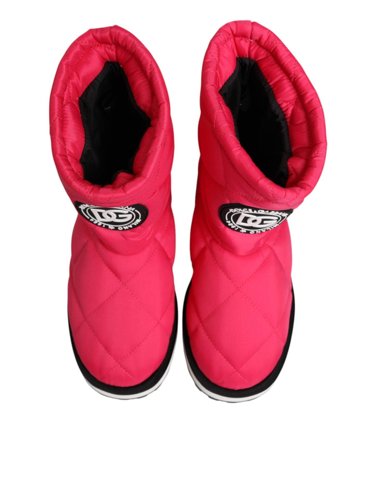 Dolce & Gabbana Pink White Viscose Padded Mid Calf Boots