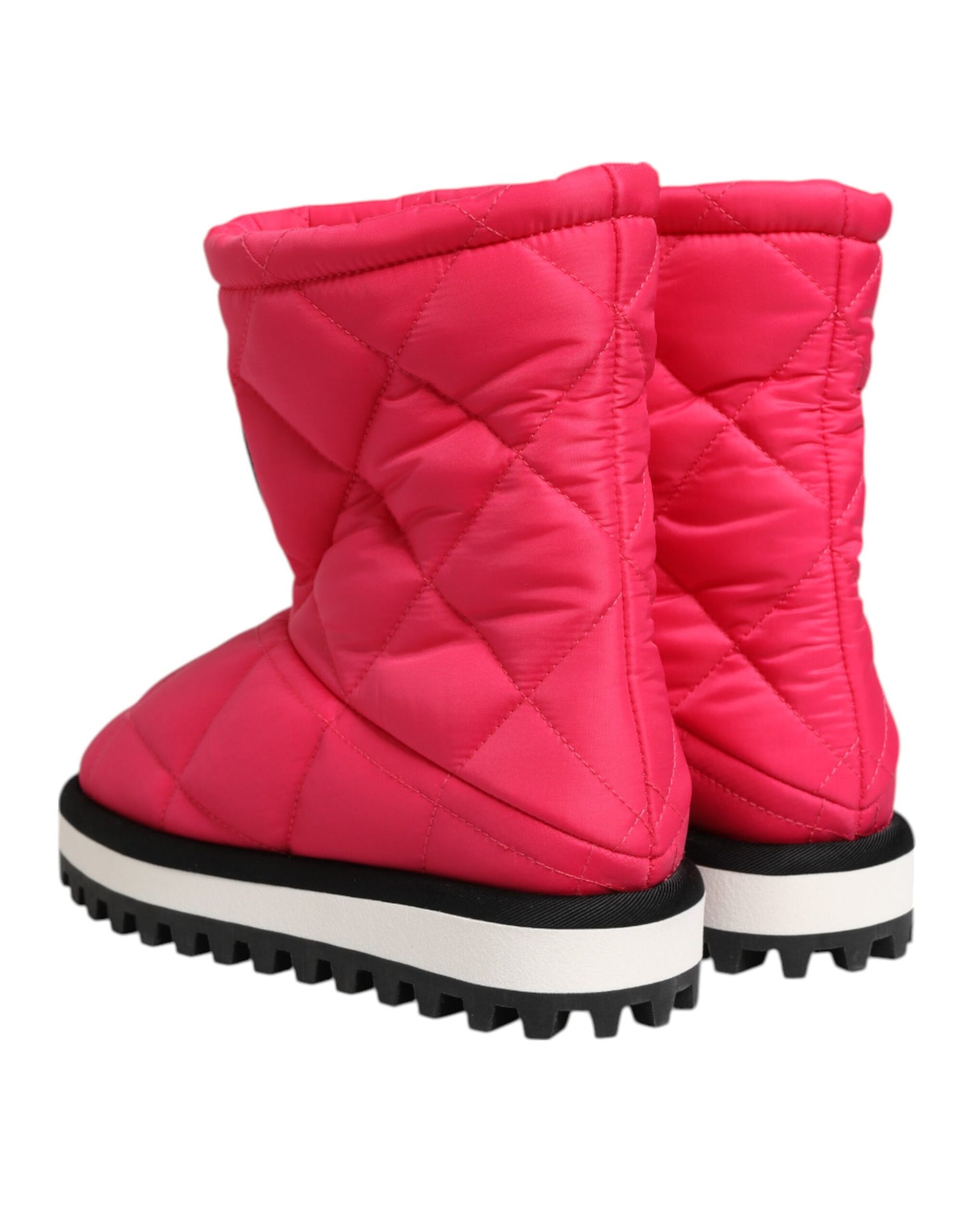 Dolce & Gabbana Pink White Viscose Padded Mid Calf Boots