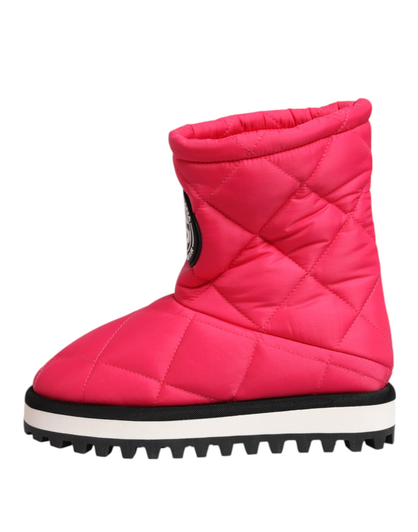 Dolce & Gabbana Pink White Viscose Padded Mid Calf Boots