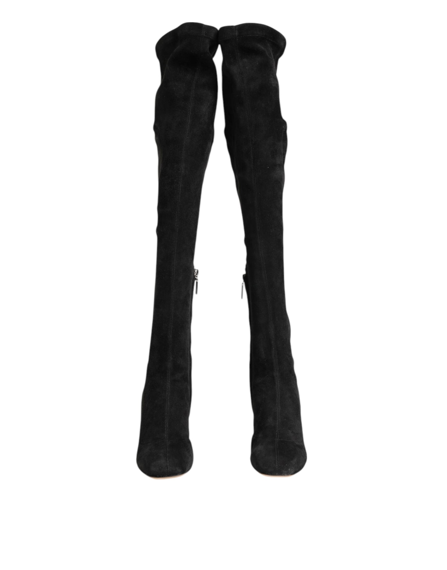 Dolce & Gabbana Black Suede Leather Knee High Boots for Women