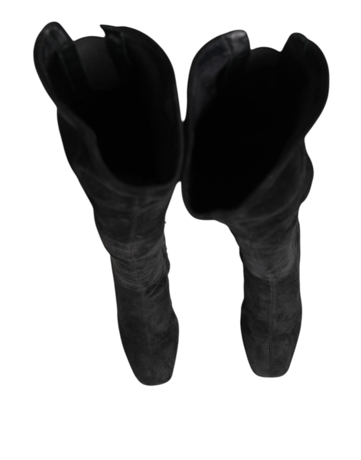 Dolce & Gabbana Black Suede Leather Knee High Boots for Women