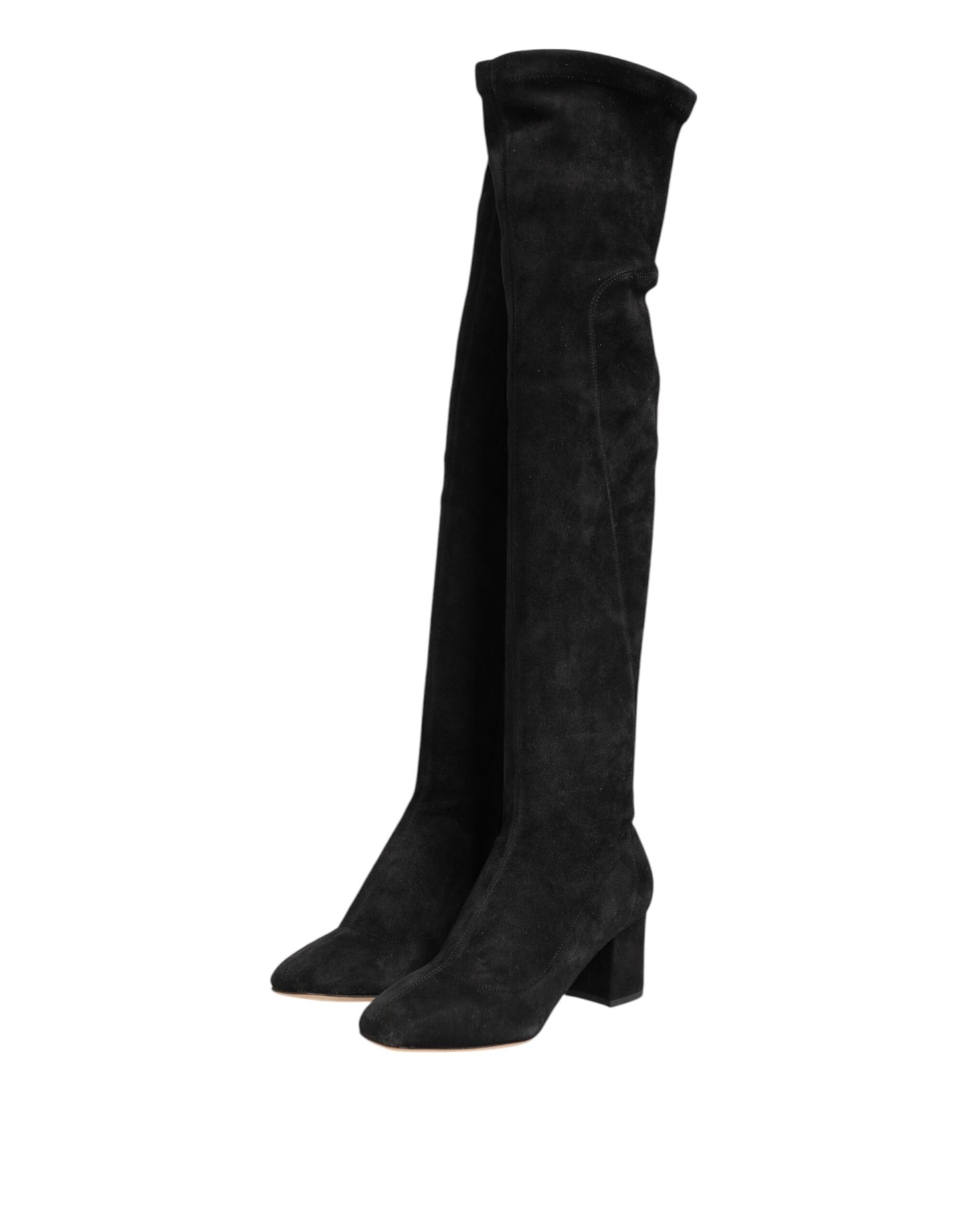 Dolce & Gabbana Black Suede Leather Knee High Boots for Women