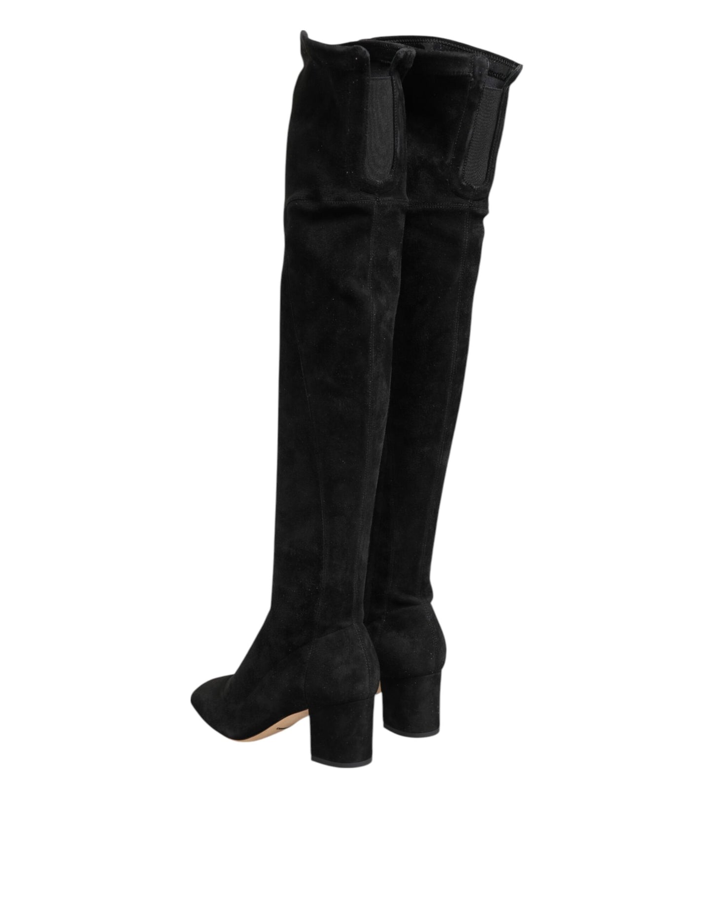 Dolce & Gabbana Black Suede Leather Knee High Boots for Women