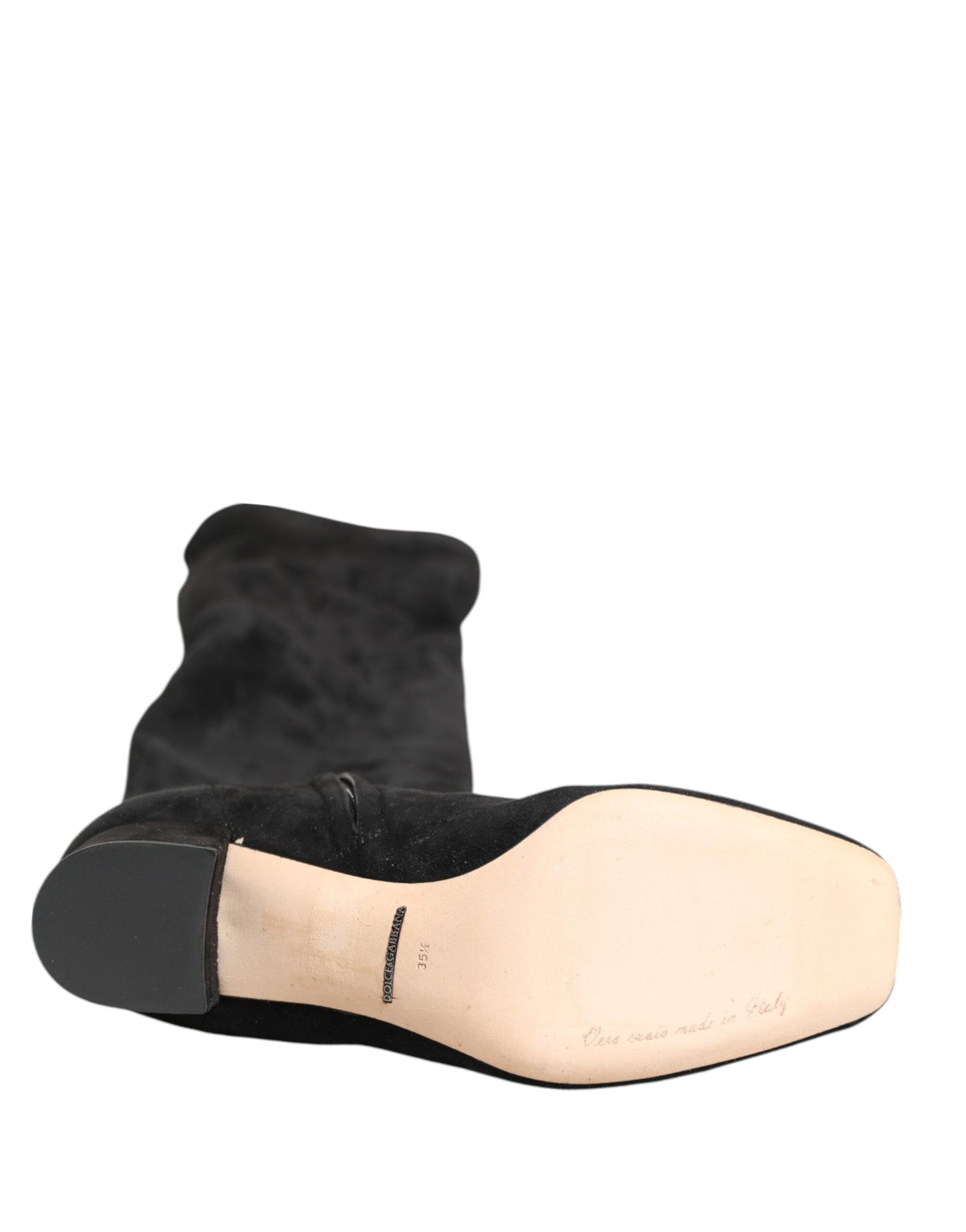 Dolce & Gabbana Black Suede Leather Knee High Boots for Women