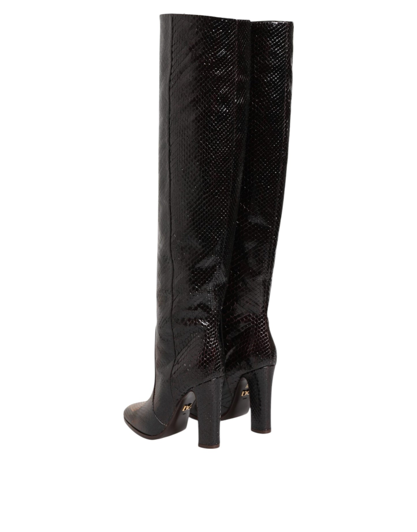 Dolce & Gabbana Brown Python Snakeskin Print Riding Boots