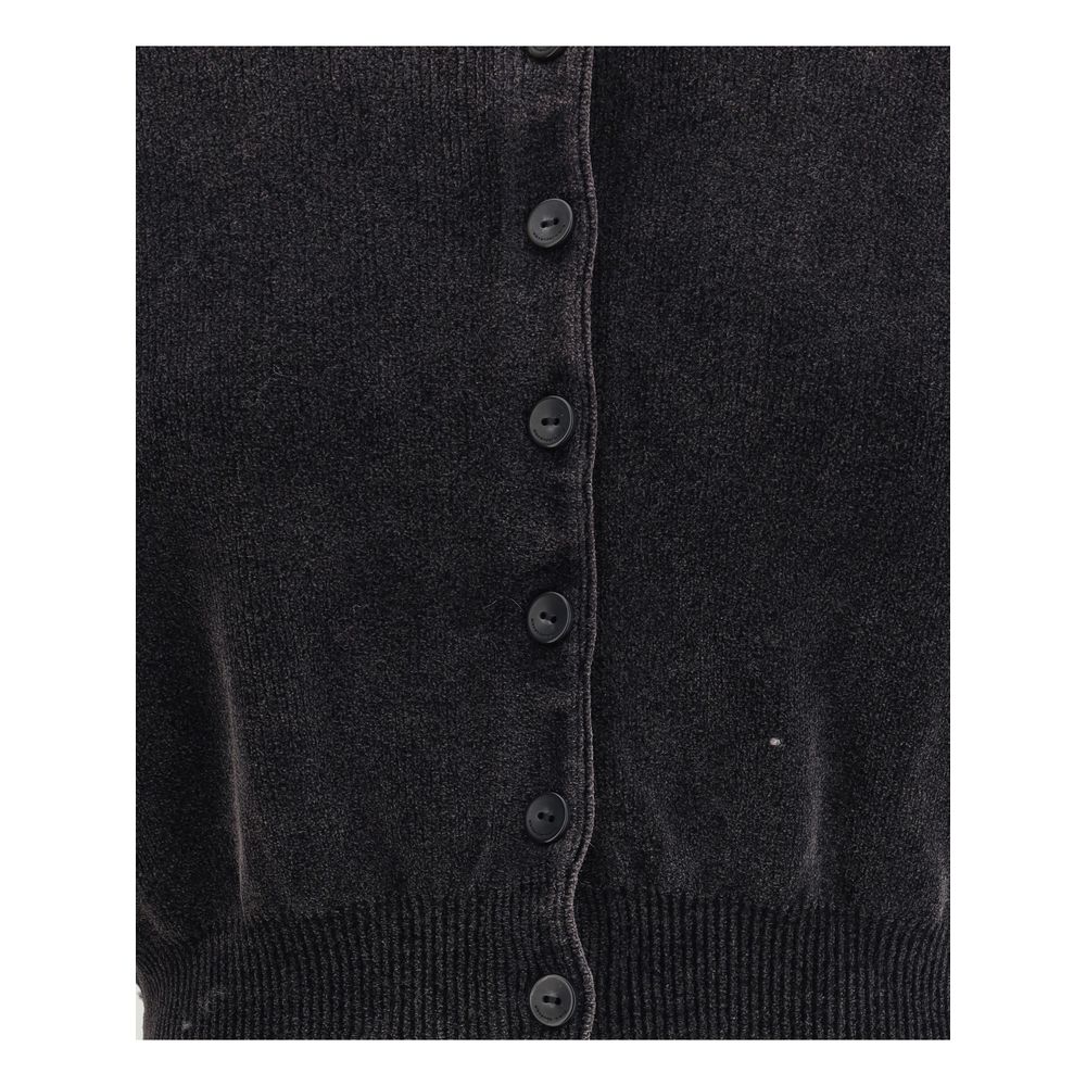 Alexander Wang Black Polo Cropped Button-Up Cardigan
