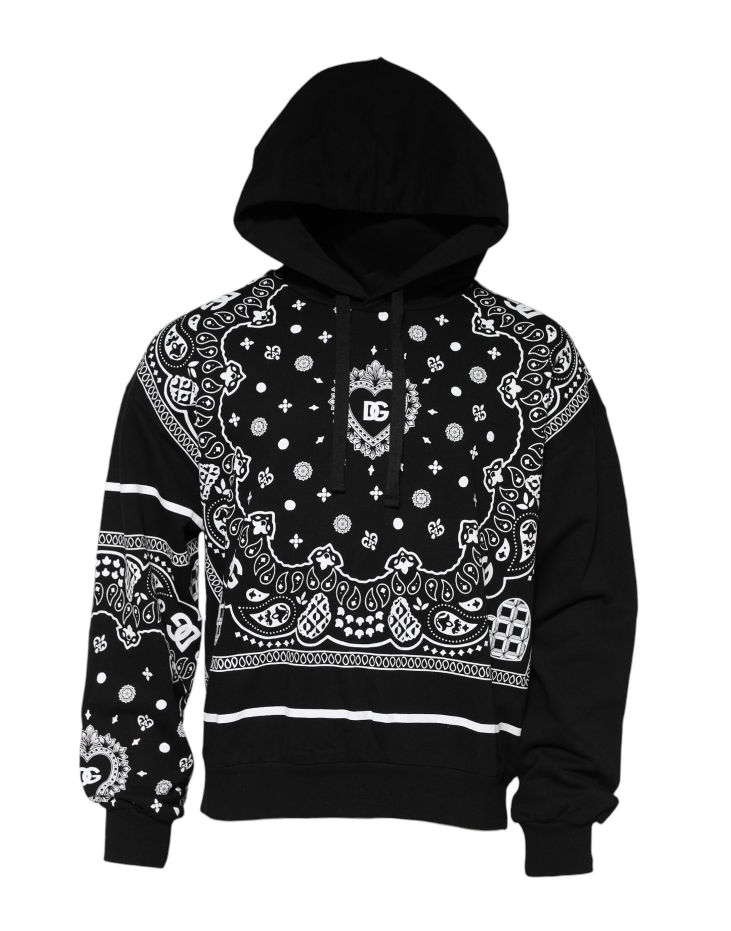 Dolce & Gabbana Black Bandana Hooded Sweatshirt for Men