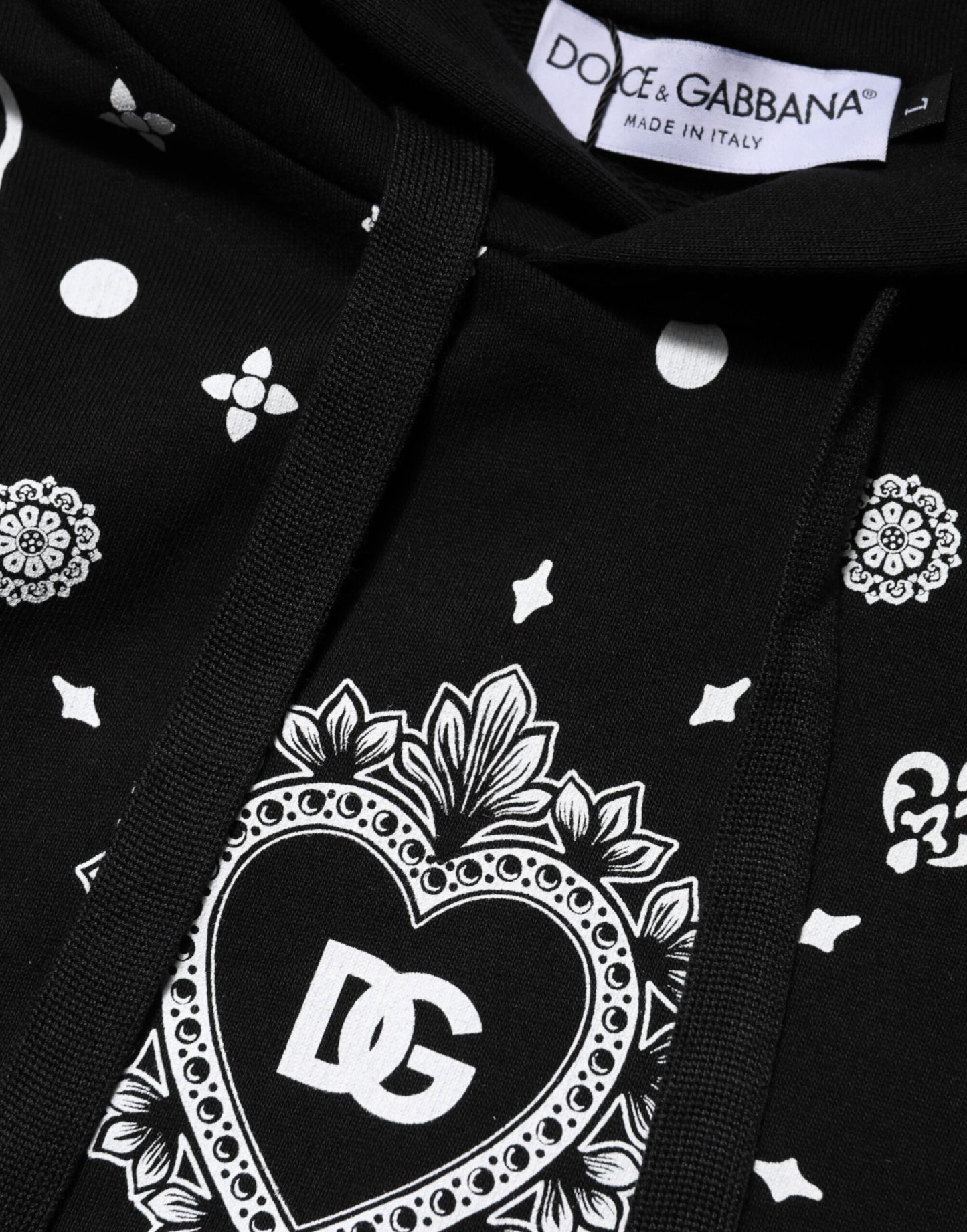 Dolce & Gabbana Black Bandana Hooded Sweatshirt for Men