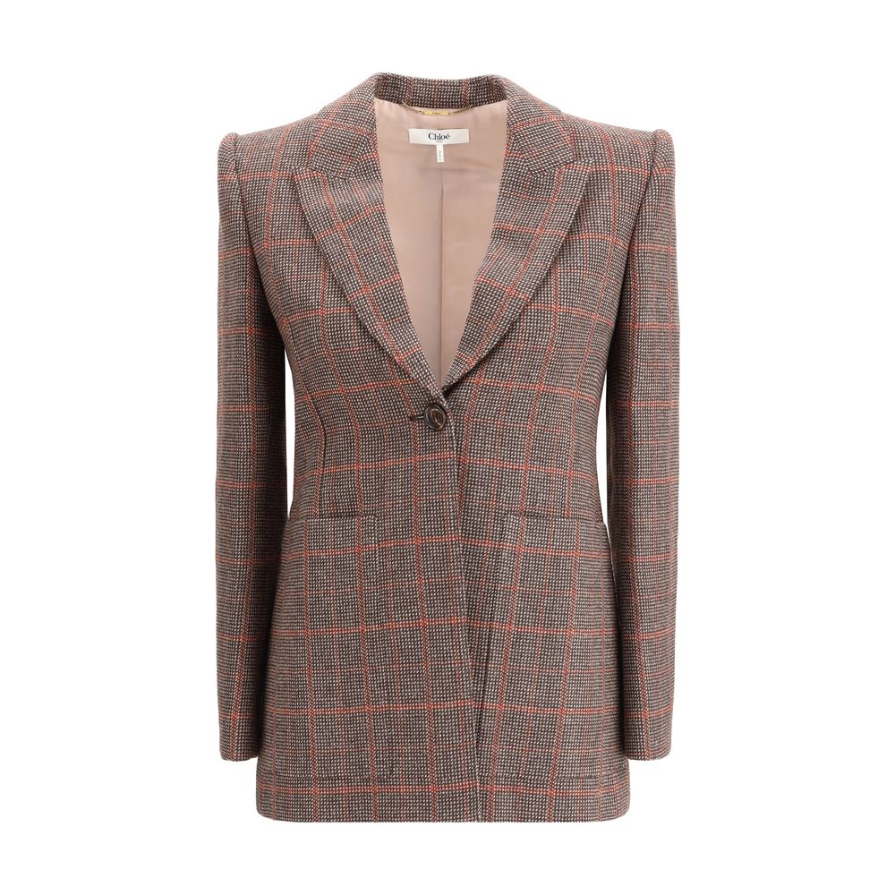 Chloé Wool Plaid Blazer