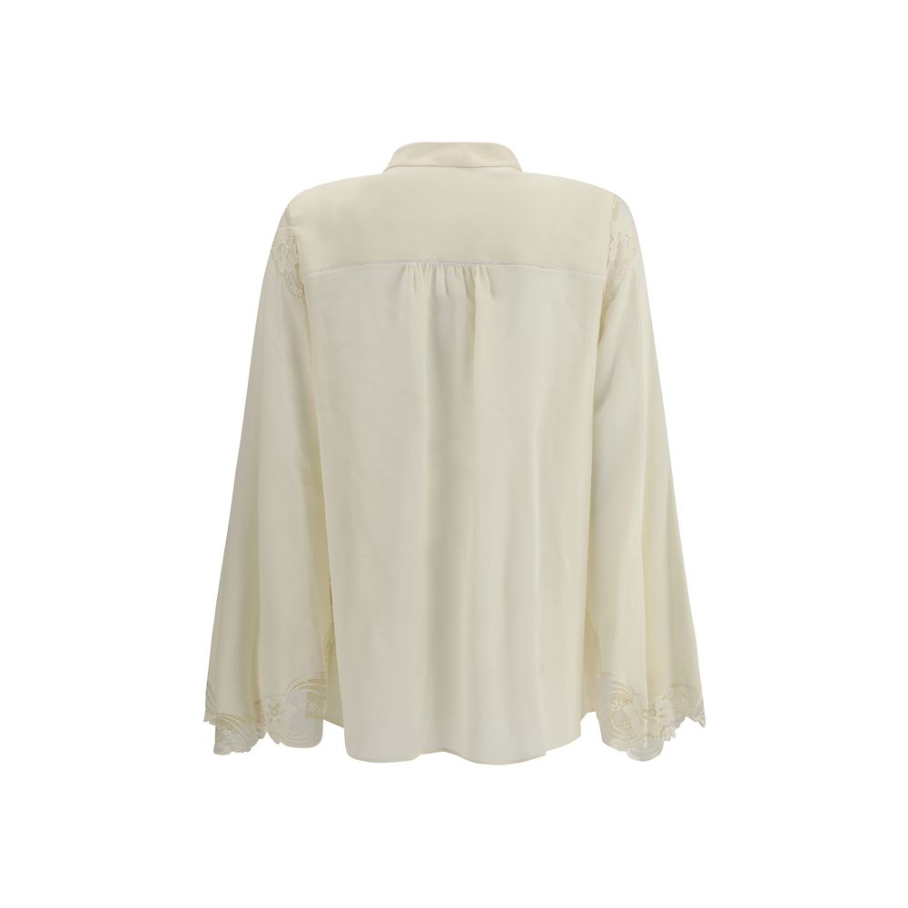 Chloé Silk Georgette and Lace Blouse