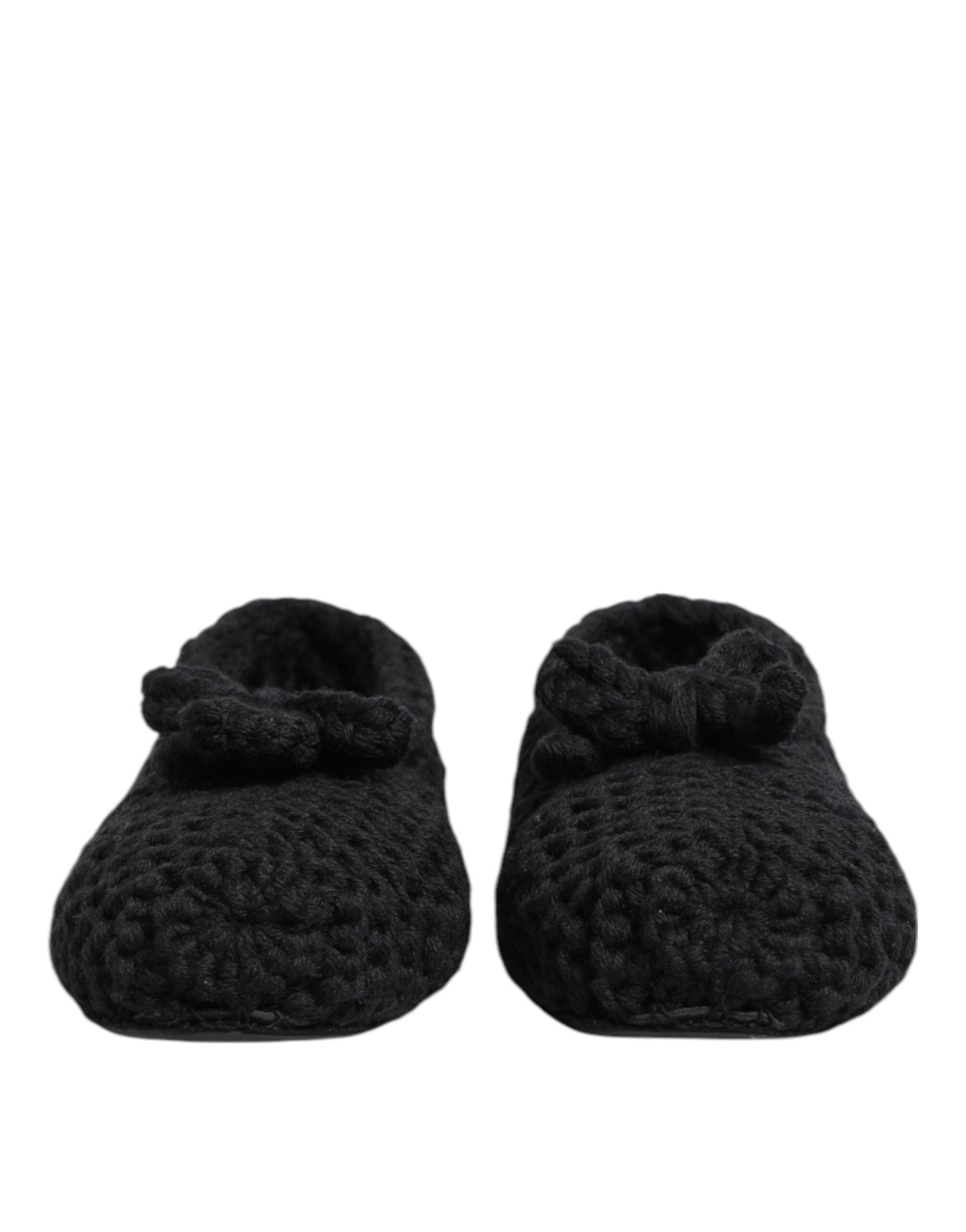 Dolce & Gabbana Black Wool Knit Slip On Ballerina Flats