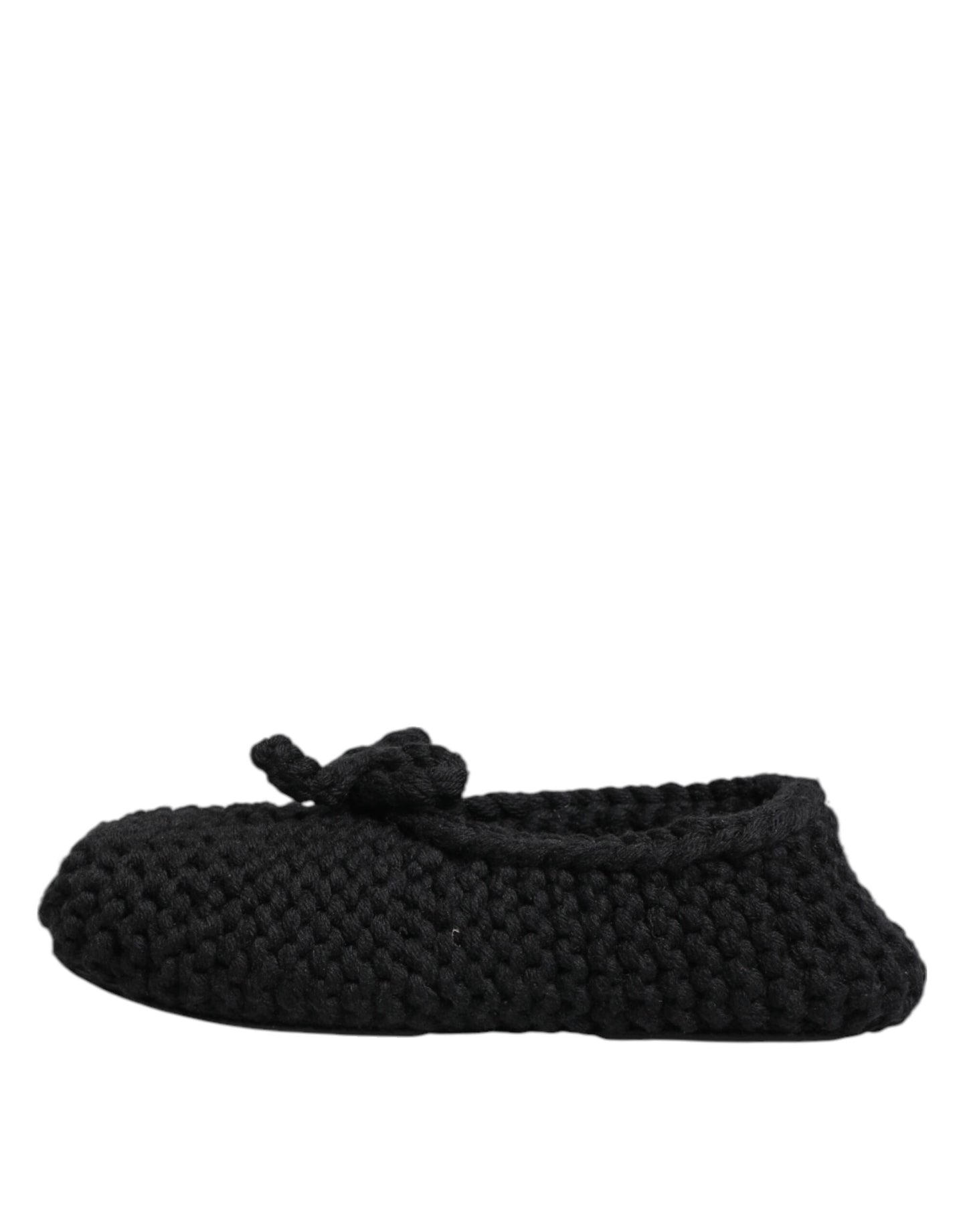Dolce & Gabbana Black Wool Knit Slip On Ballerina Flats