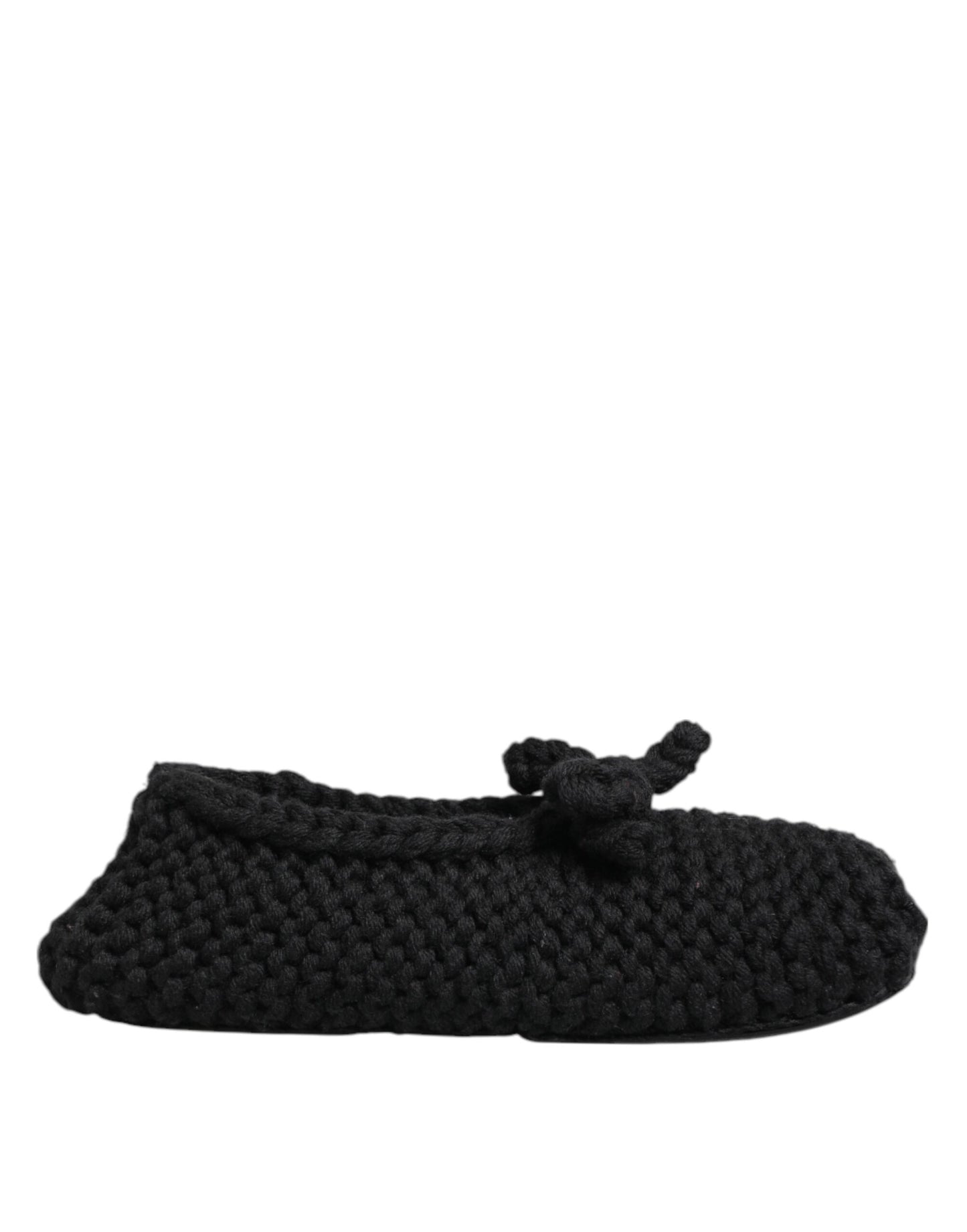 Dolce & Gabbana Black Wool Knit Slip On Ballerina Flats