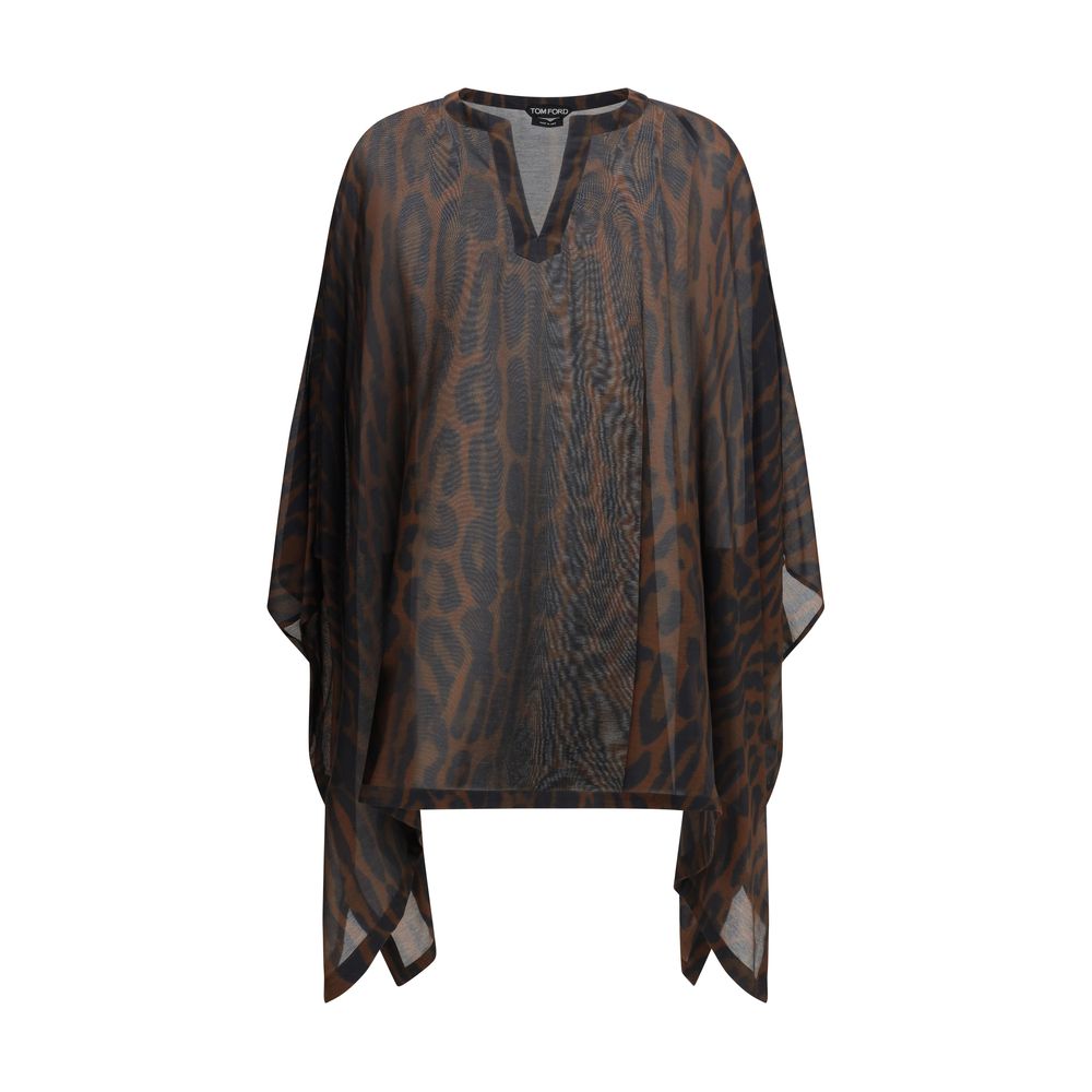 Tom Ford Dark Brown Leopard Kaftan Dress