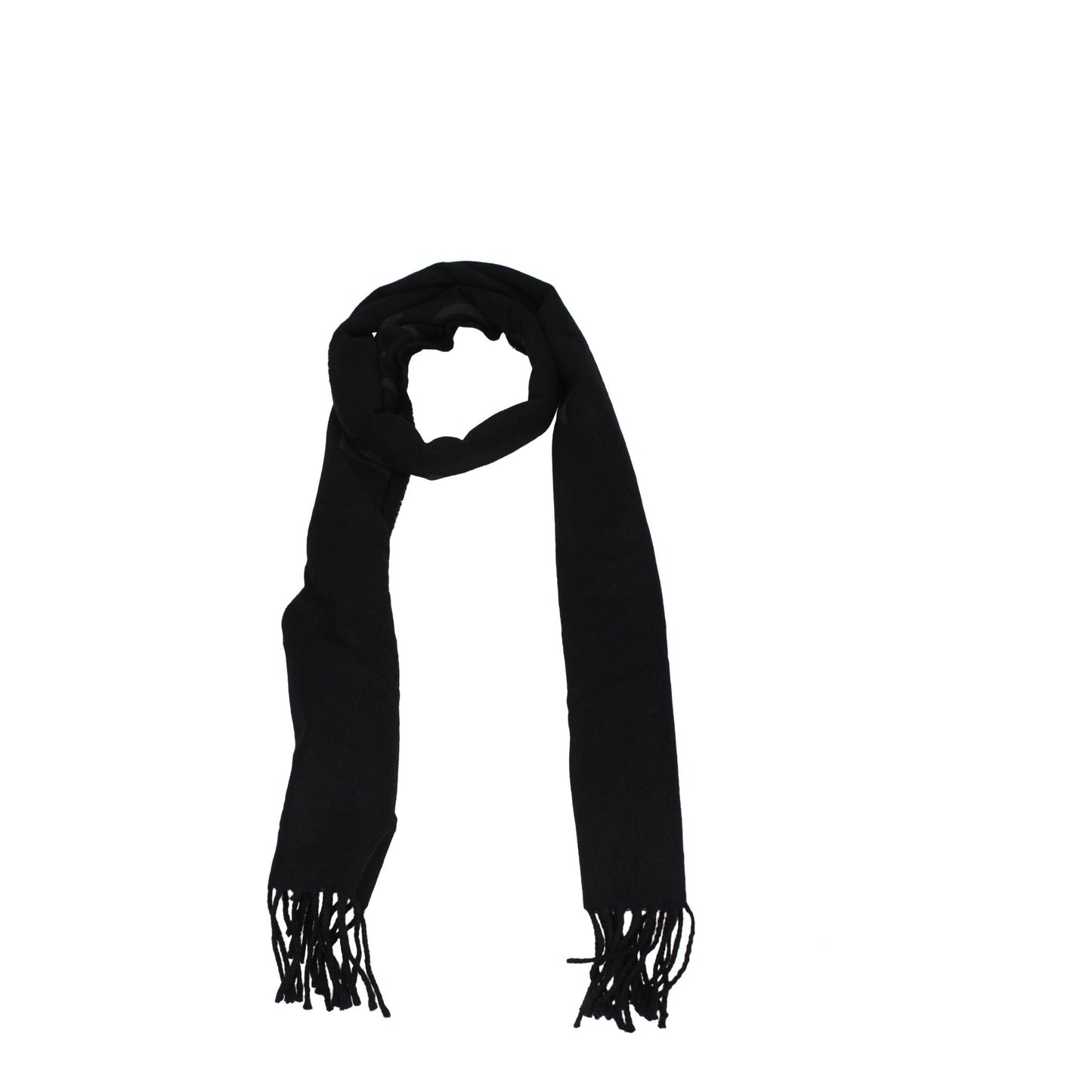Off-White Black Cashmere Scarf with Fringes