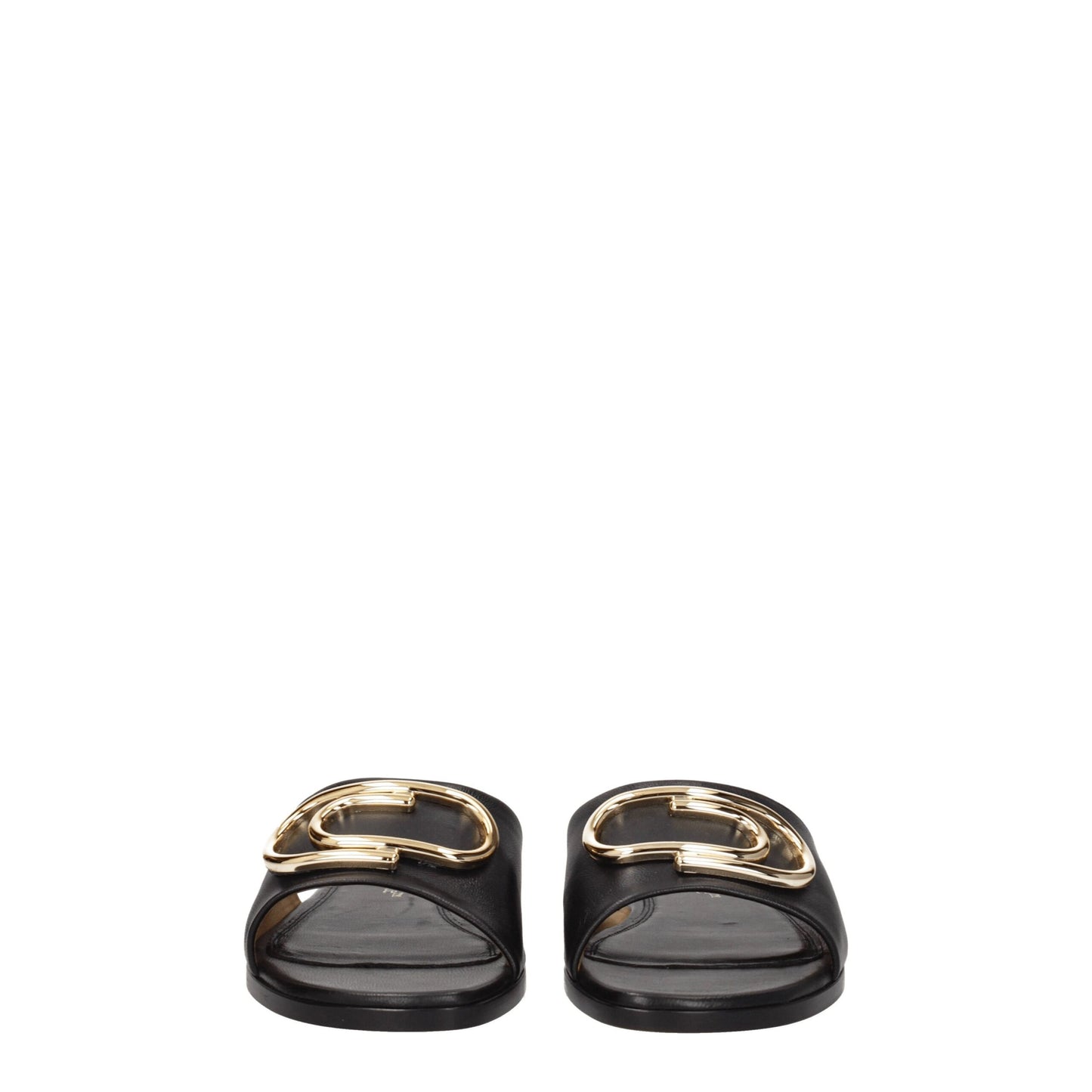Off-White Black Leather Slippers Sandals for Casual Wear
