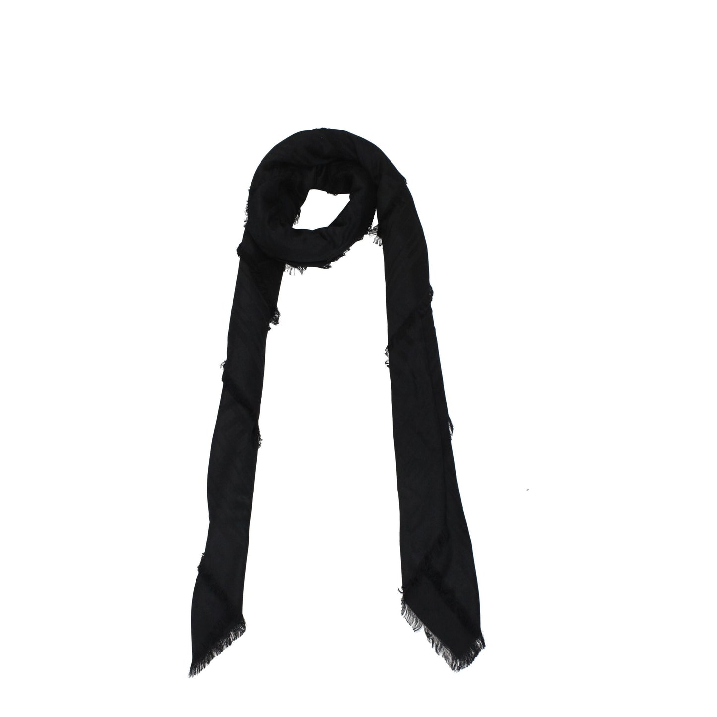 Balmain Black Viscose Foulards with Fringes