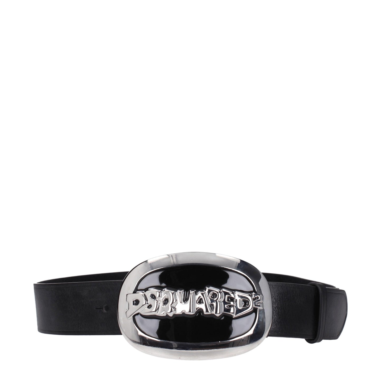 Dsquared2 Black Leather Belt with Vintage Effect