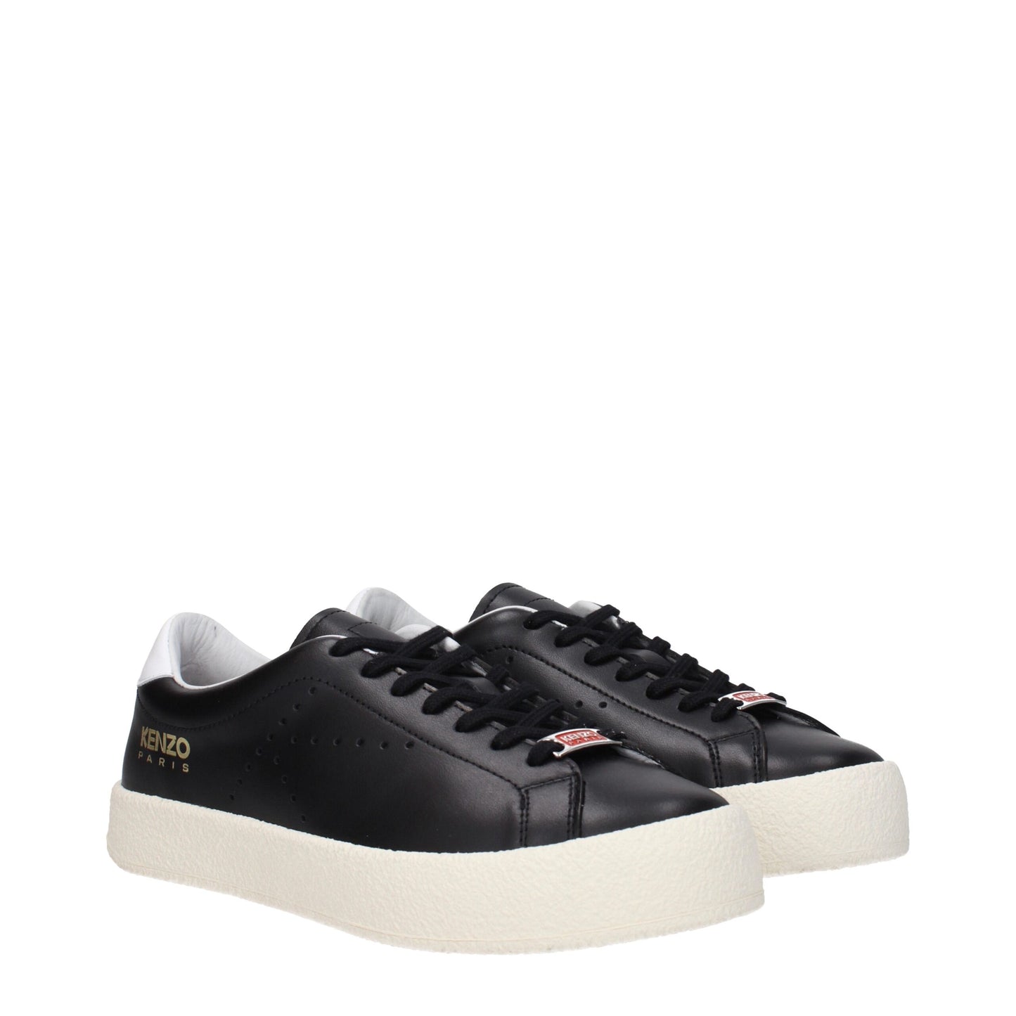 Kenzo Black Leather Low Tops – Sporty Glam Sneakers