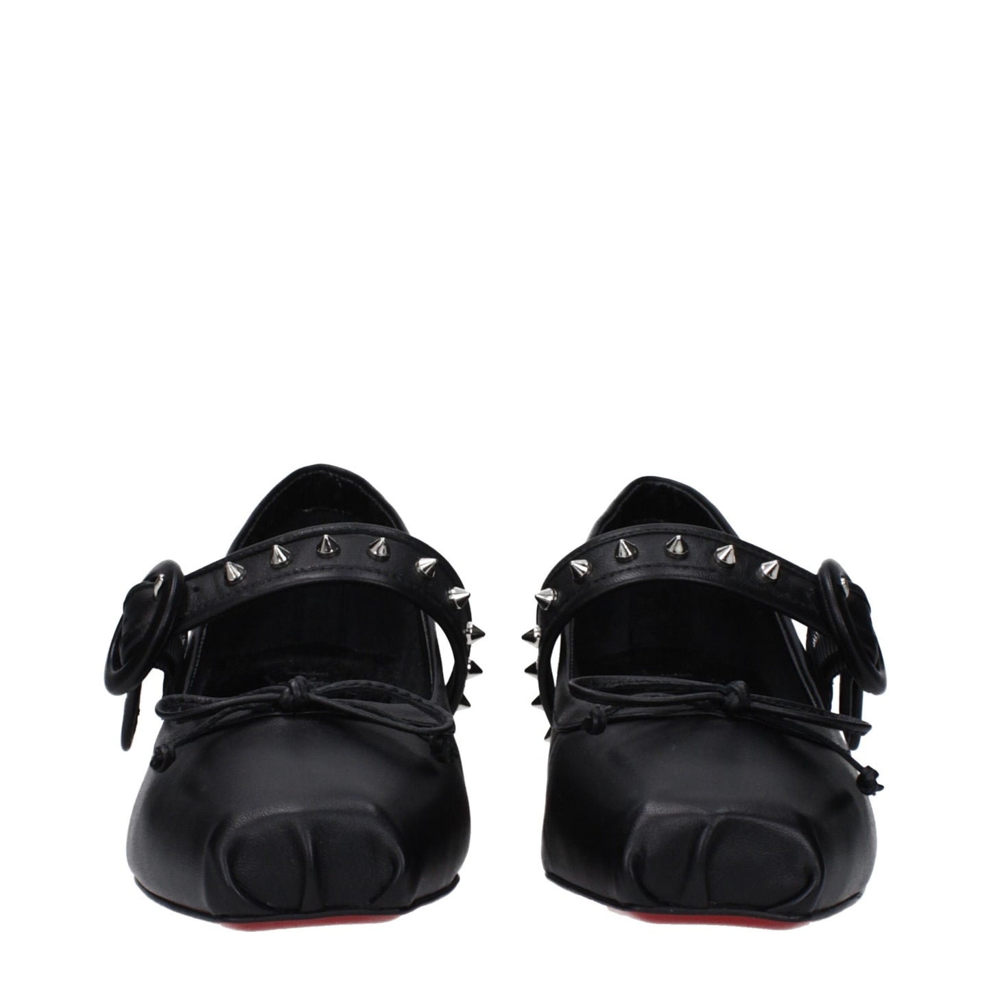 Christian Louboutin Black Leather Ballet Flats with Studs