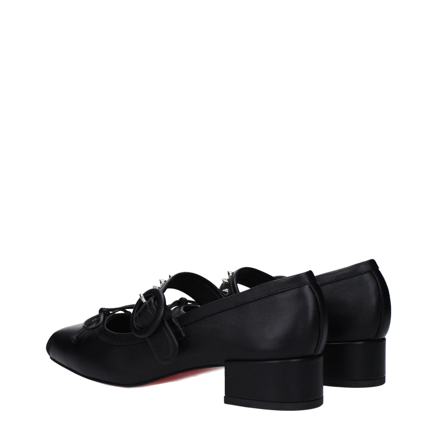 Christian Louboutin Black Leather Ballet Flats with Studs