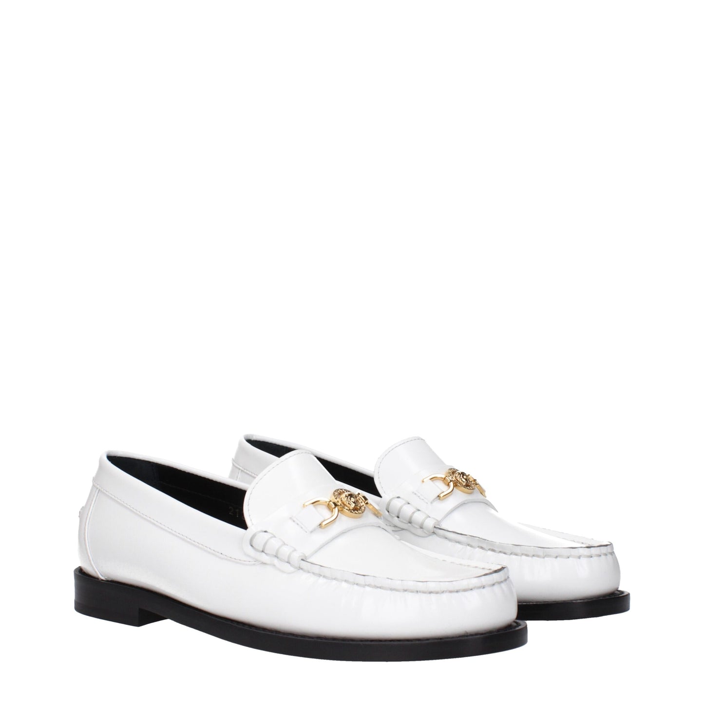 Versace White Leather Slip-On Loafers: Bold Luxury Footwear