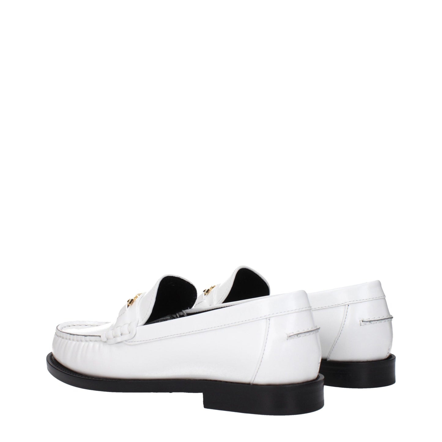 Versace White Leather Slip-On Loafers: Bold Luxury Footwear