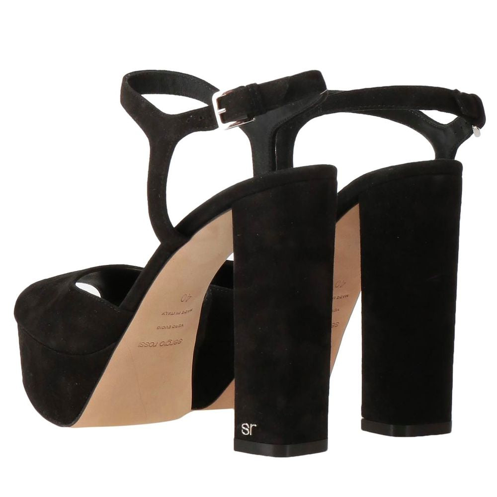 Sergio Rossi Black Velvet SR Monica Sandals