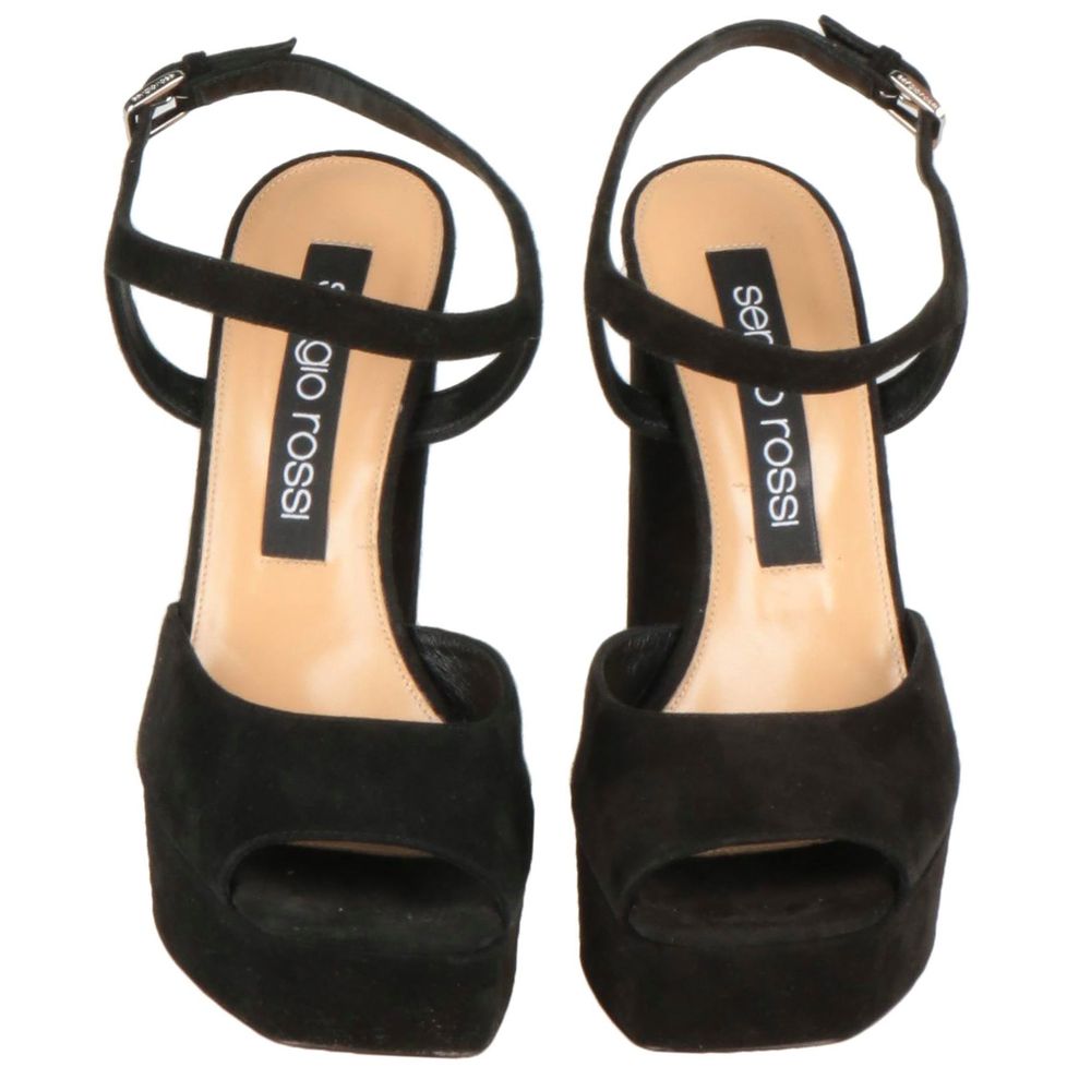 Sergio Rossi Black Velvet SR Monica Sandals