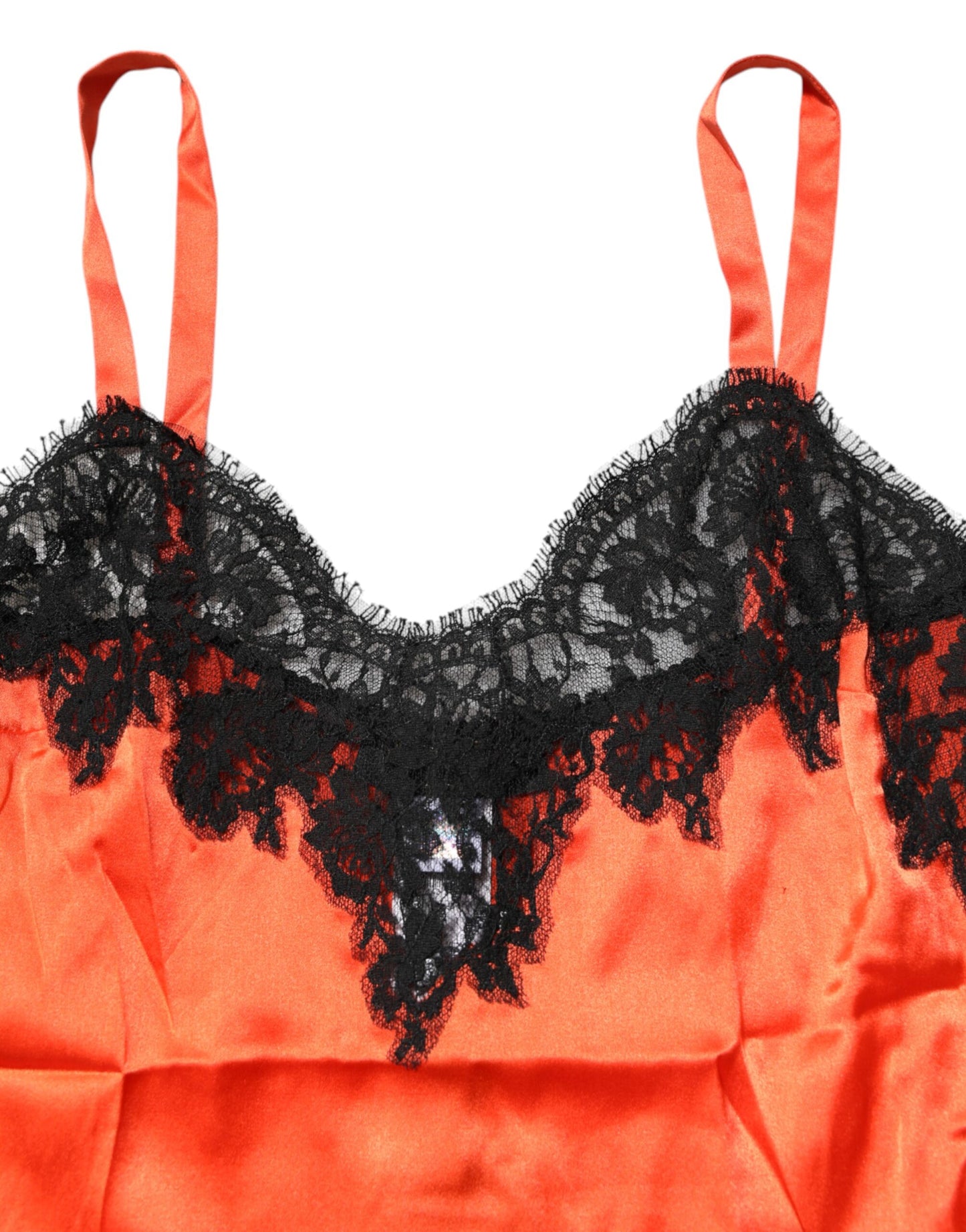 Dolce & Gabbana Red and Black Lace Trim Silk Sleeveless Tank Top