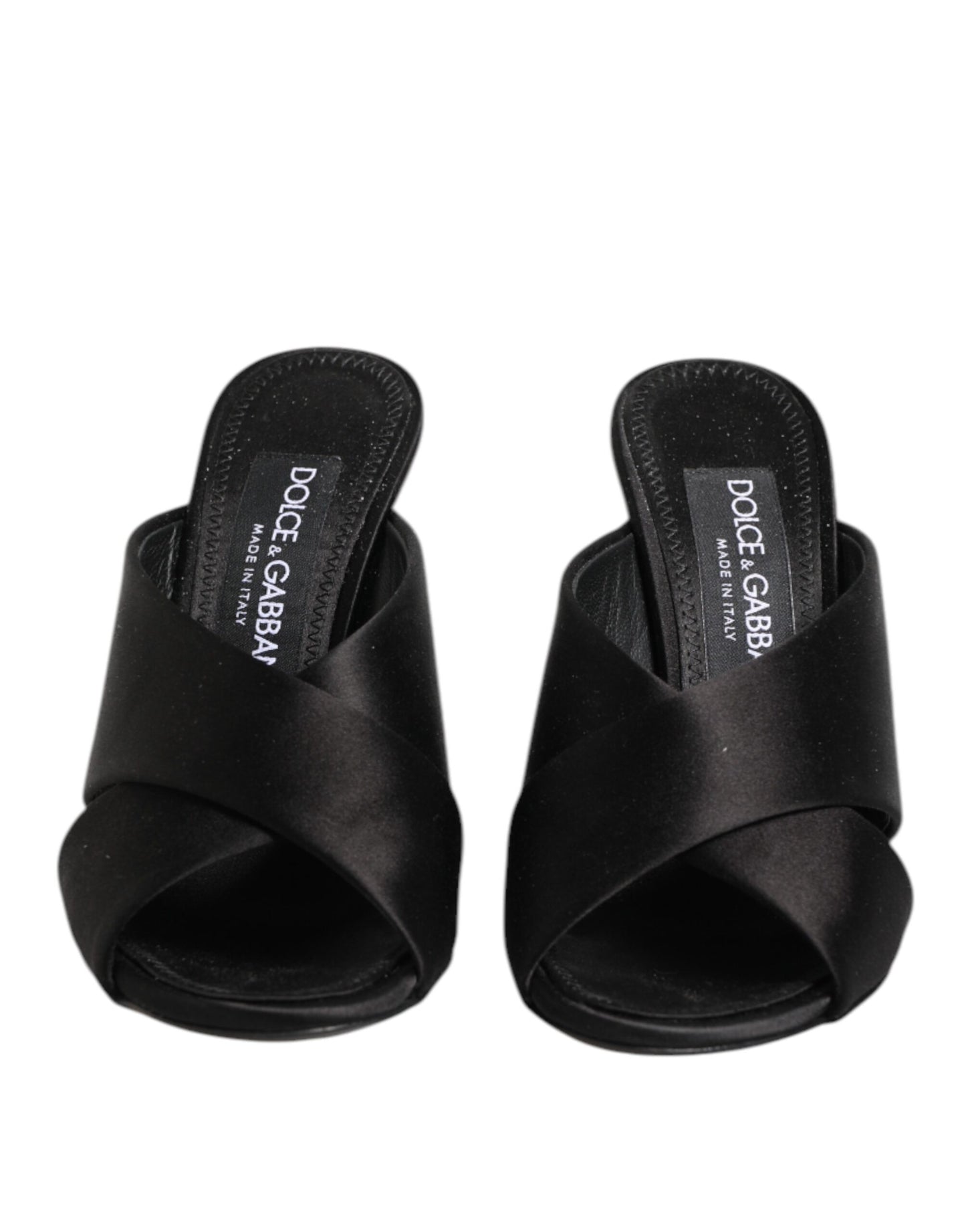 Dolce & Gabbana Black Logo KEIRA Satin Slides Sandals
