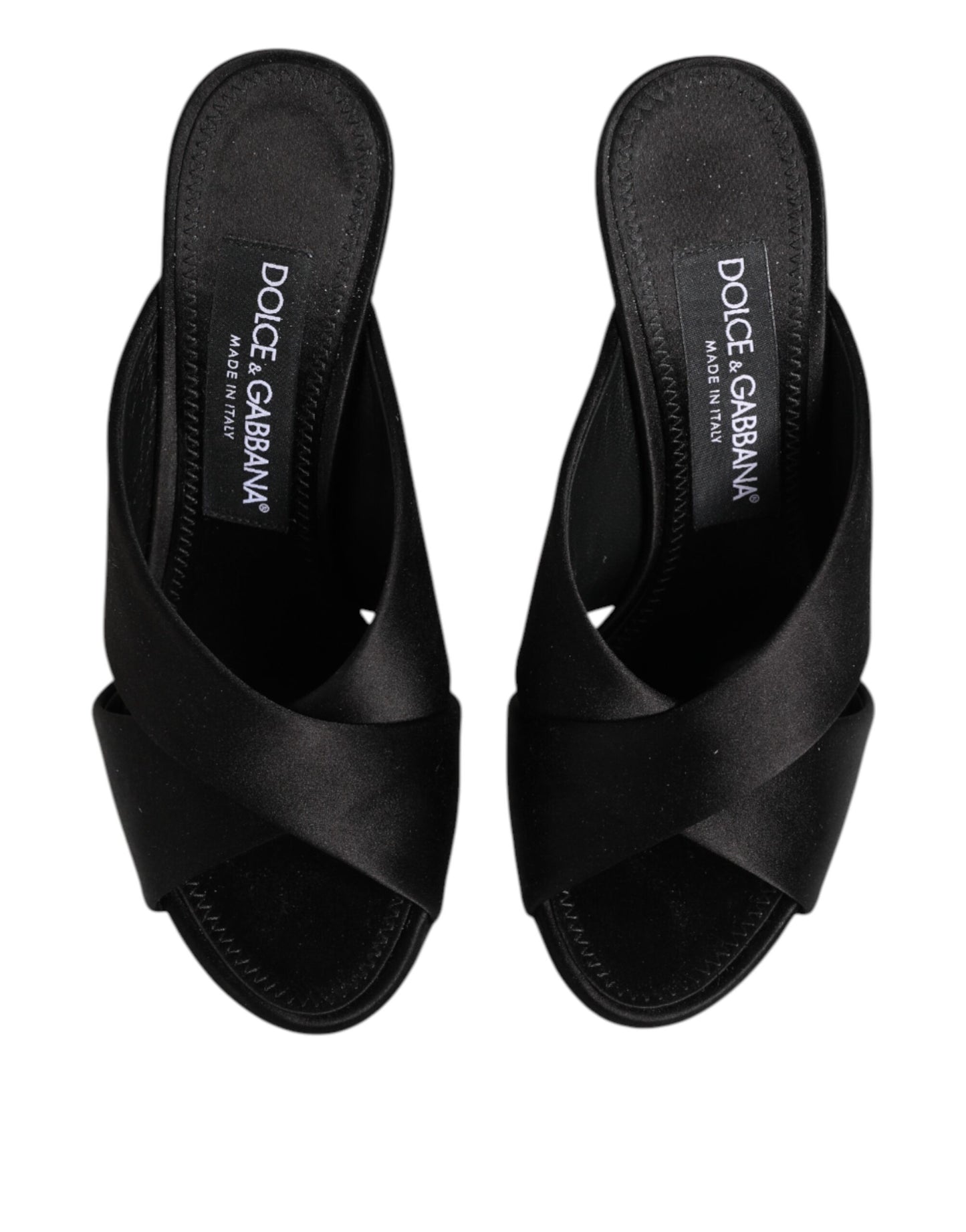 Dolce & Gabbana Black Logo KEIRA Satin Slides Sandals