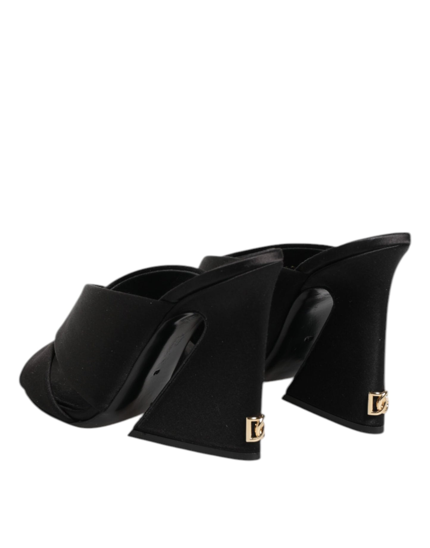 Dolce & Gabbana Black Logo KEIRA Satin Slides Sandals