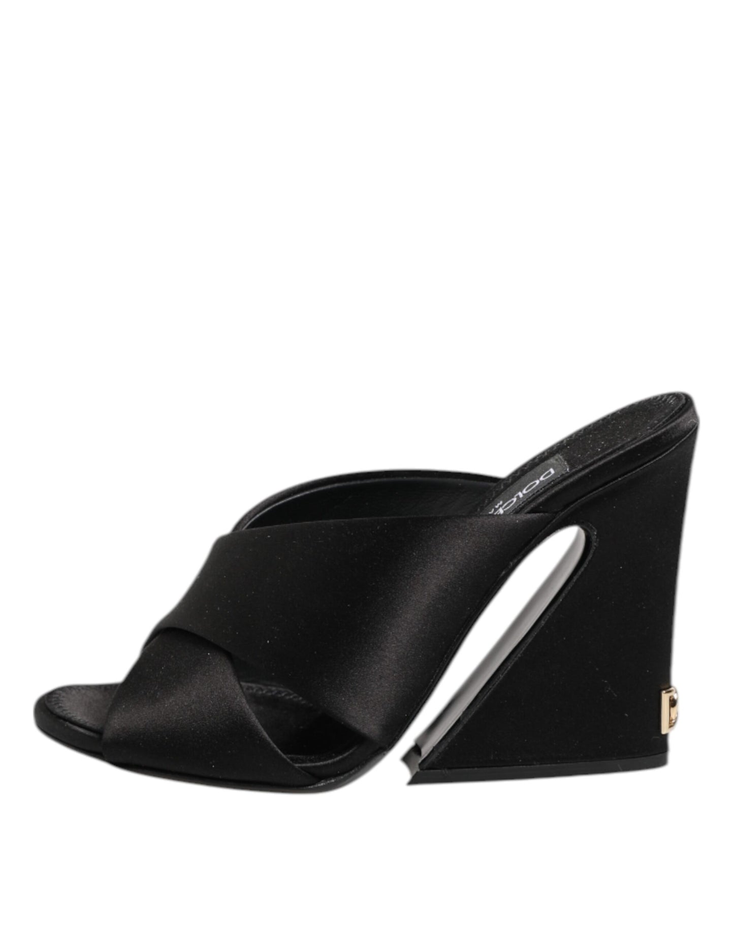 Dolce & Gabbana Black Logo KEIRA Satin Slides Sandals