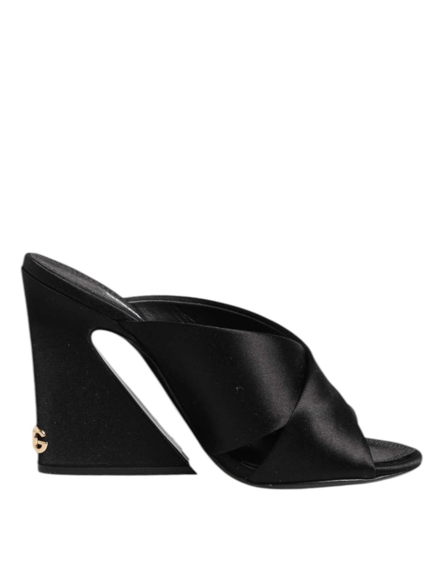 Dolce & Gabbana Black Logo KEIRA Satin Slides Sandals