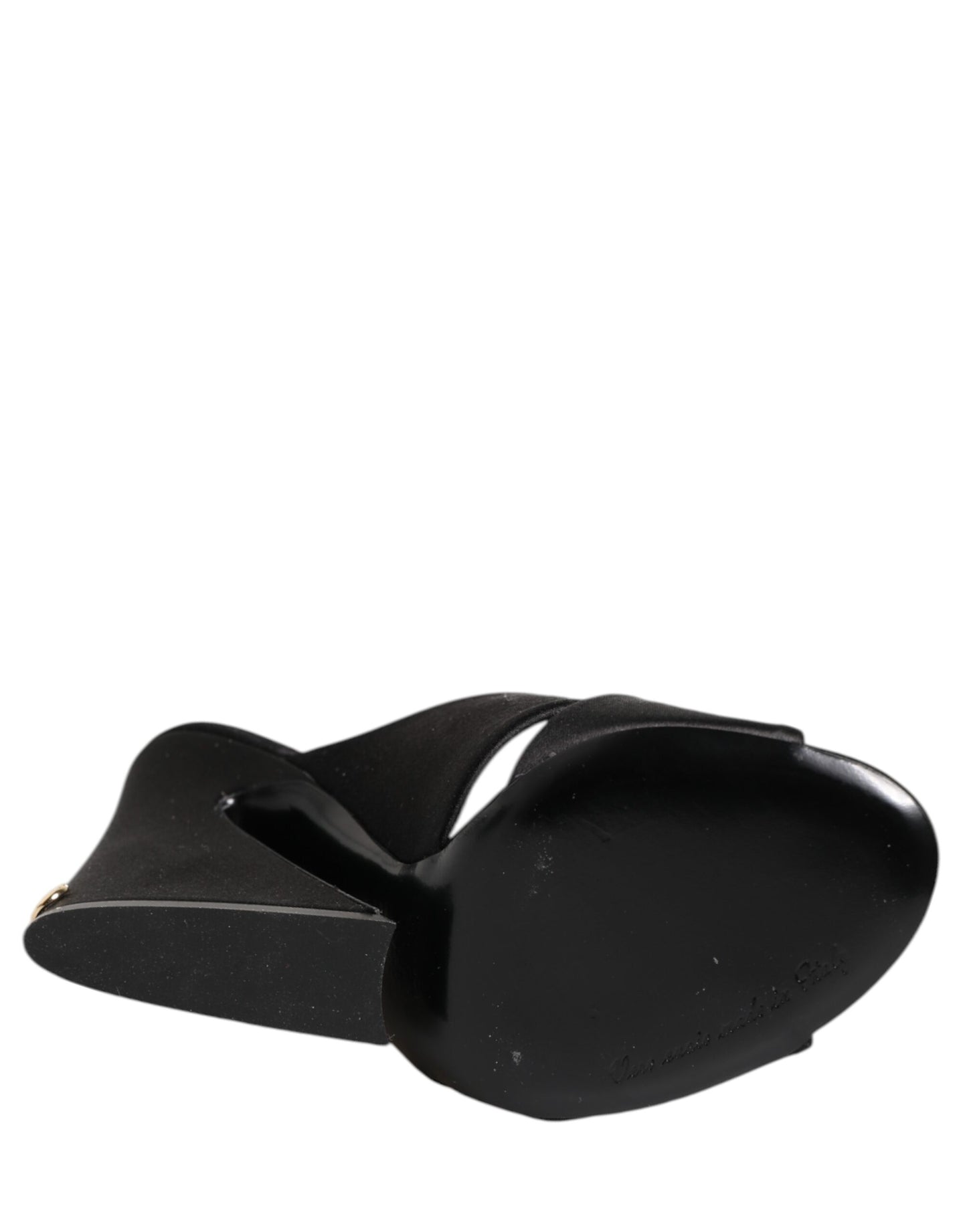 Dolce & Gabbana Black Logo KEIRA Satin Slides Sandals