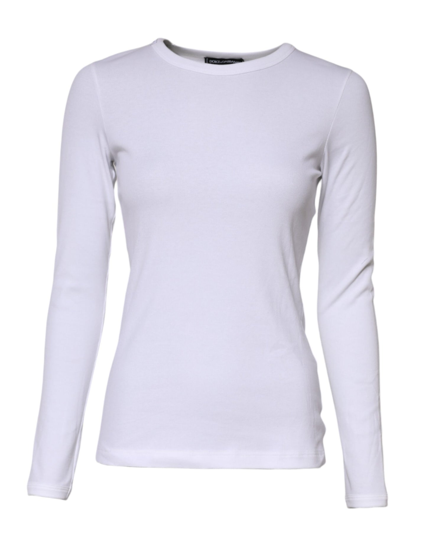 Dolce & Gabbana White Cotton Knit Long Sleeves T-shirt