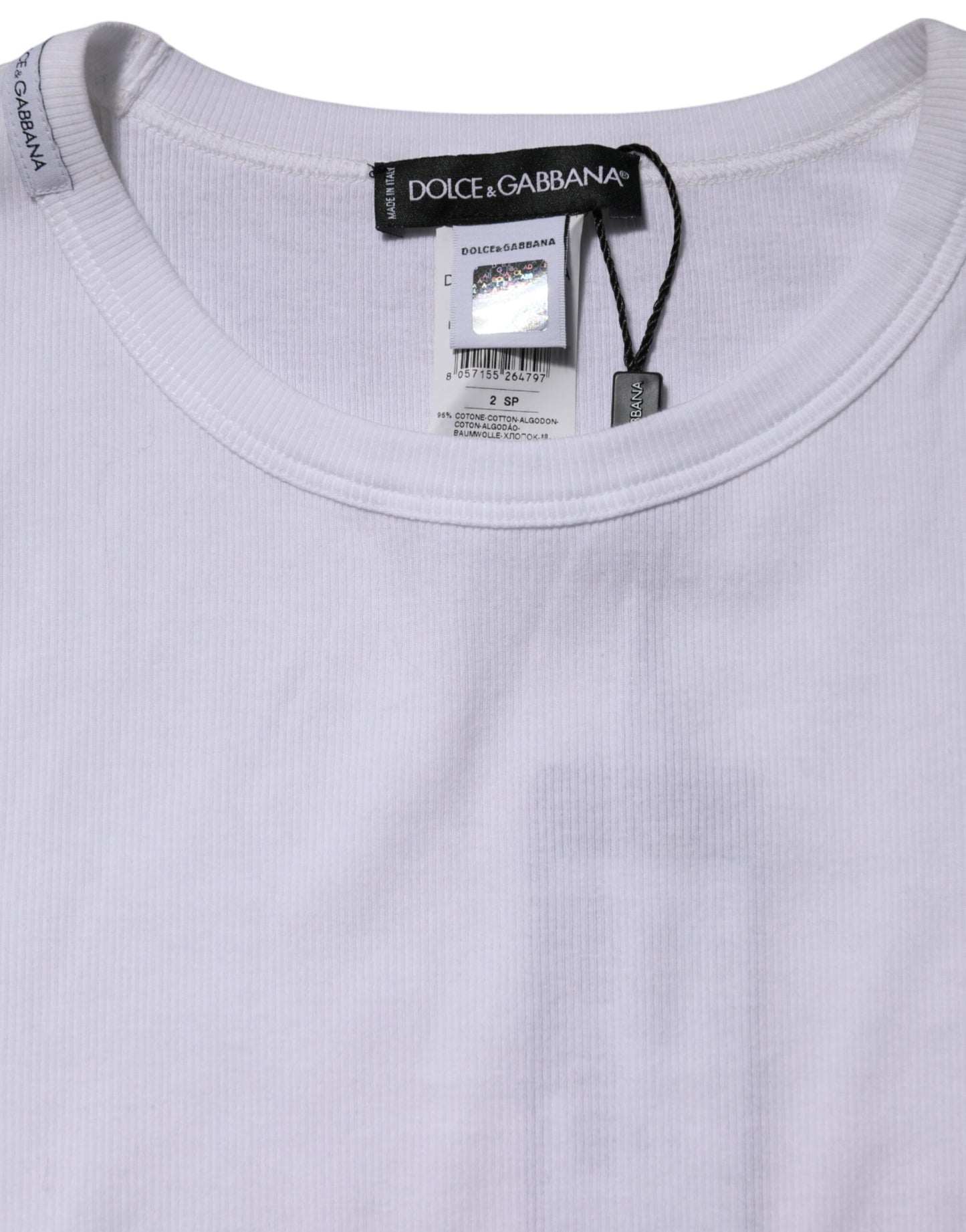 Dolce & Gabbana White Cotton Knit Long Sleeves T-shirt