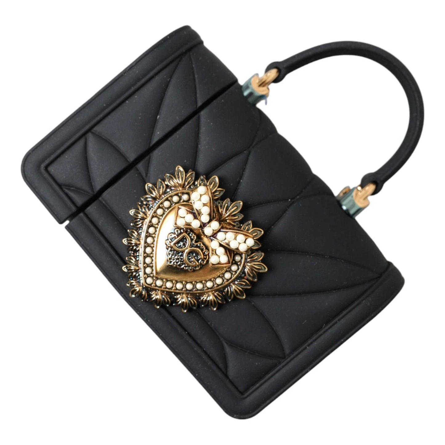 Dolce & Gabbana Black Silicone Devotion Heart Cover Hand Bag for AirPods
