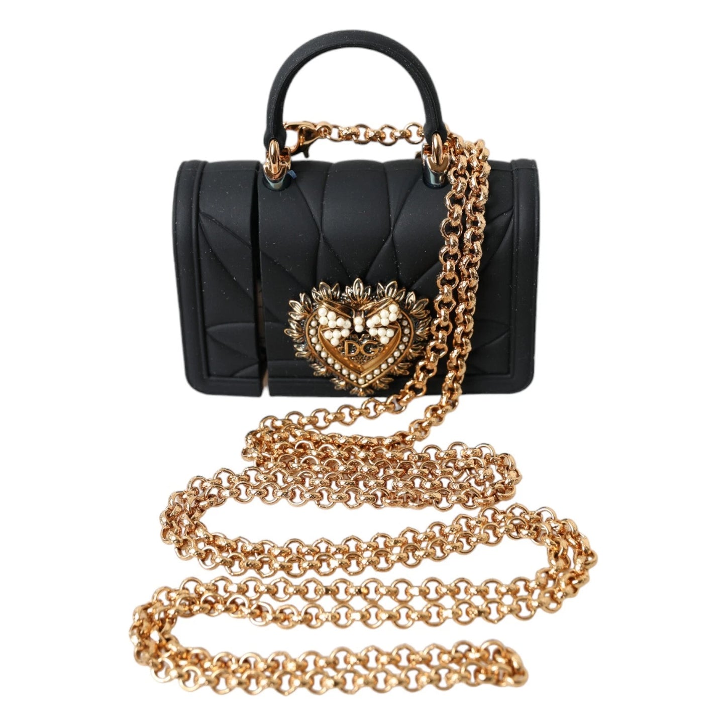 Dolce & Gabbana Black Silicone Devotion Heart Cover Hand Bag for AirPods