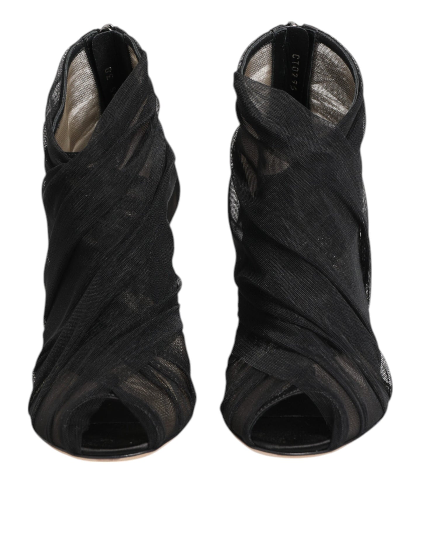 Dolce & Gabbana Black Mesh Stiletto Heels Ankle Boots