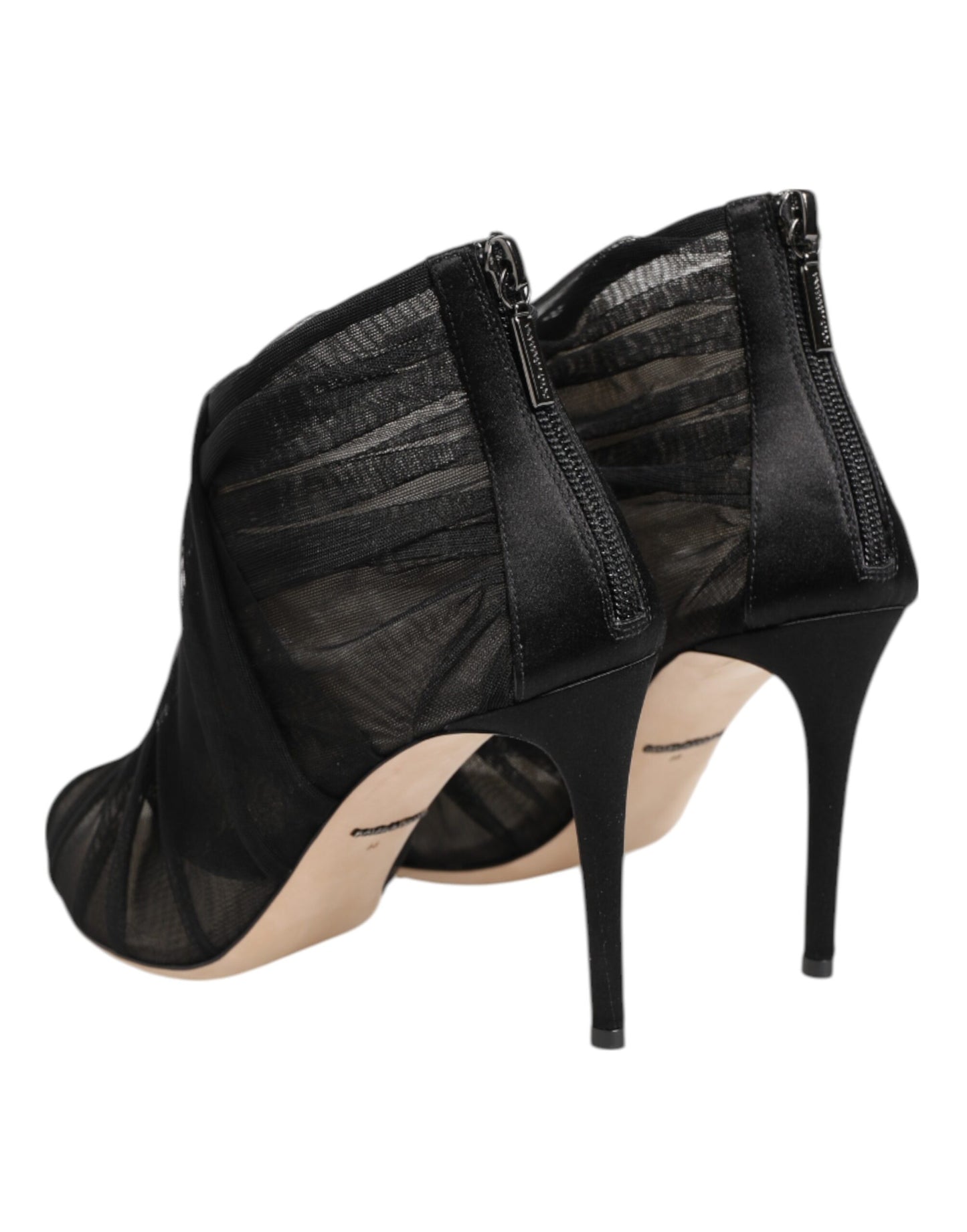 Dolce & Gabbana Black Mesh Stiletto Heels Ankle Boots
