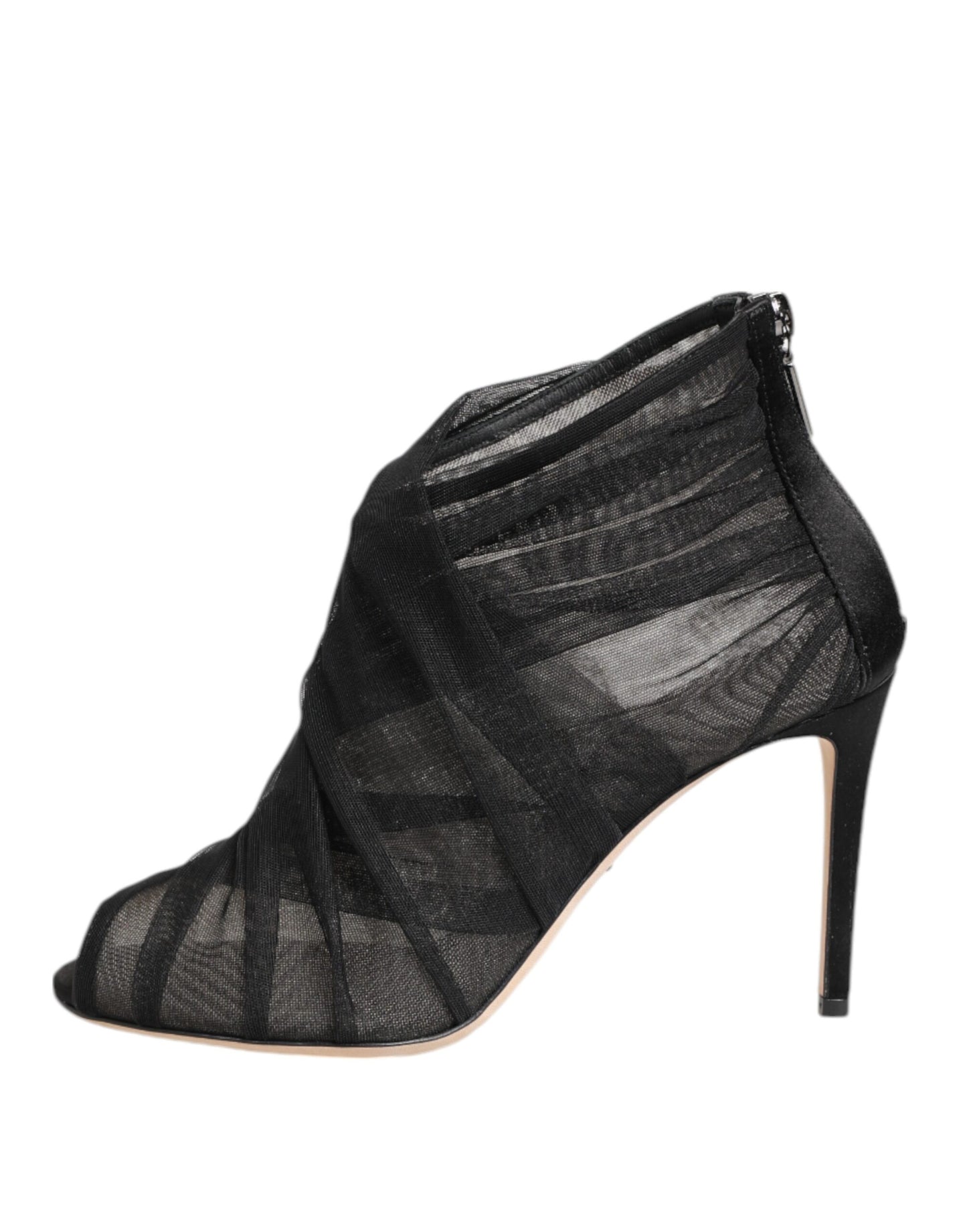 Dolce & Gabbana Black Mesh Stiletto Heels Ankle Boots