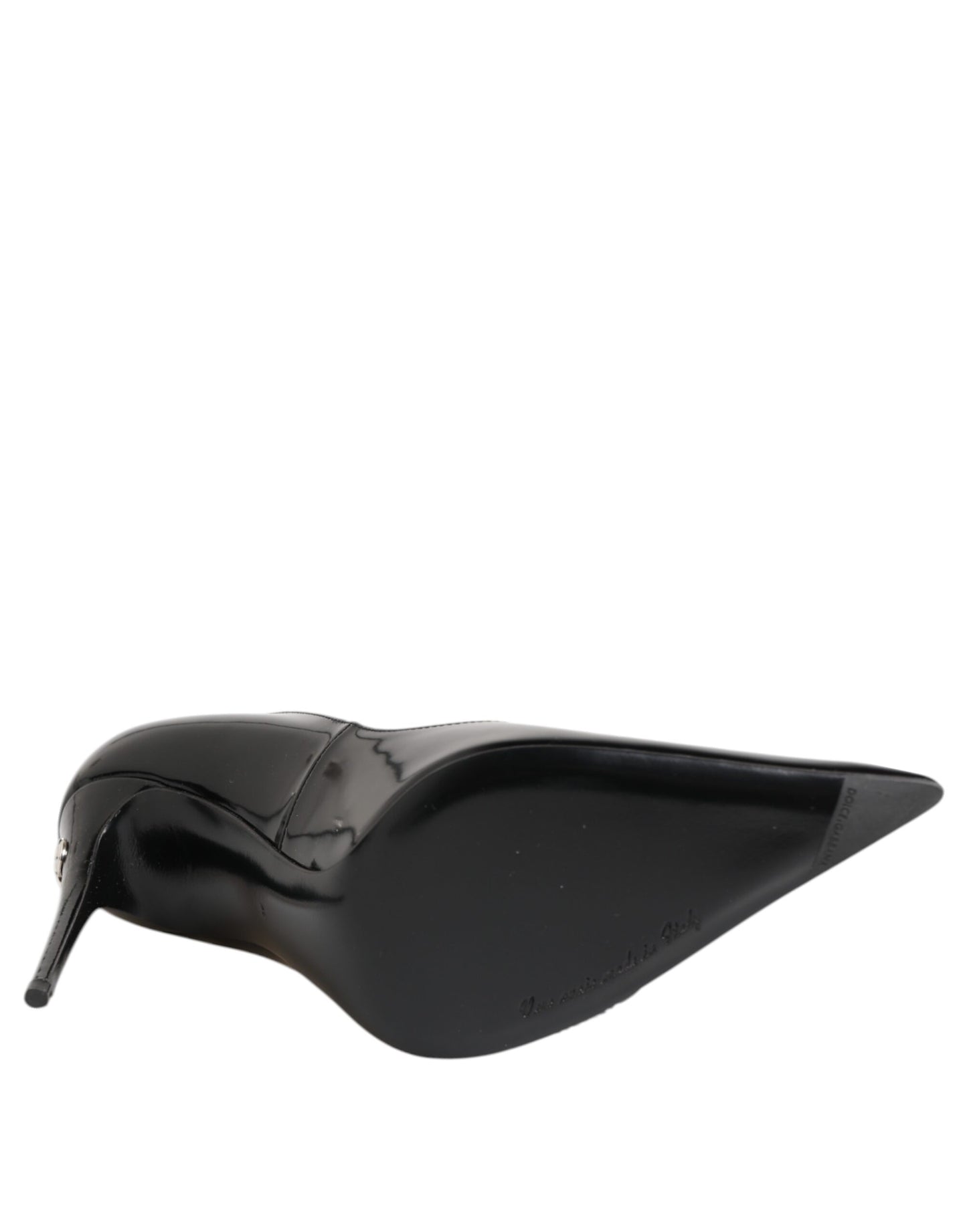 Dolce & Gabbana Black Patent Leather Zipper Heels Pumps