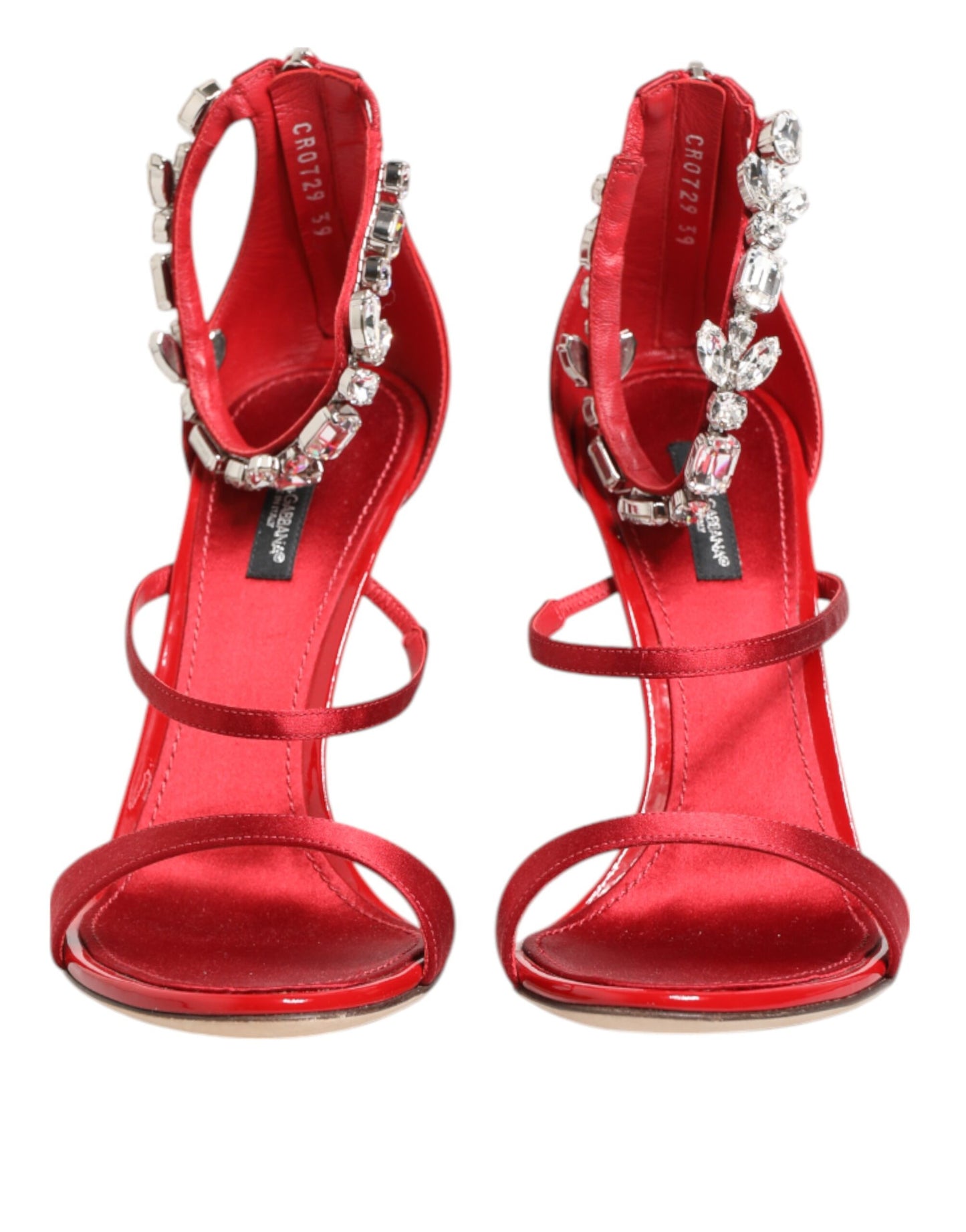 Dolce & Gabbana Red Satin Crystals Keira Sandals