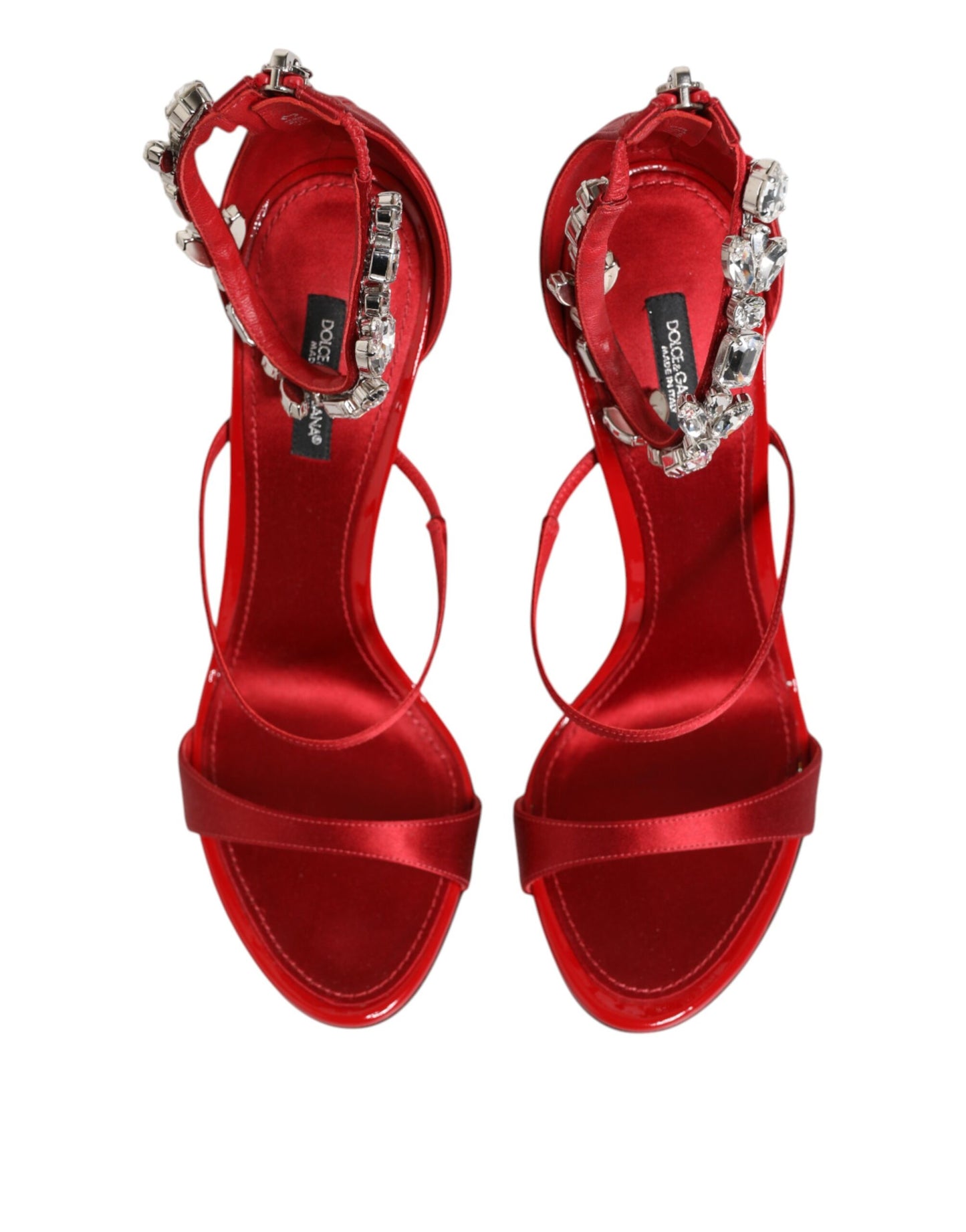 Dolce & Gabbana Red Satin Crystals Keira Sandals