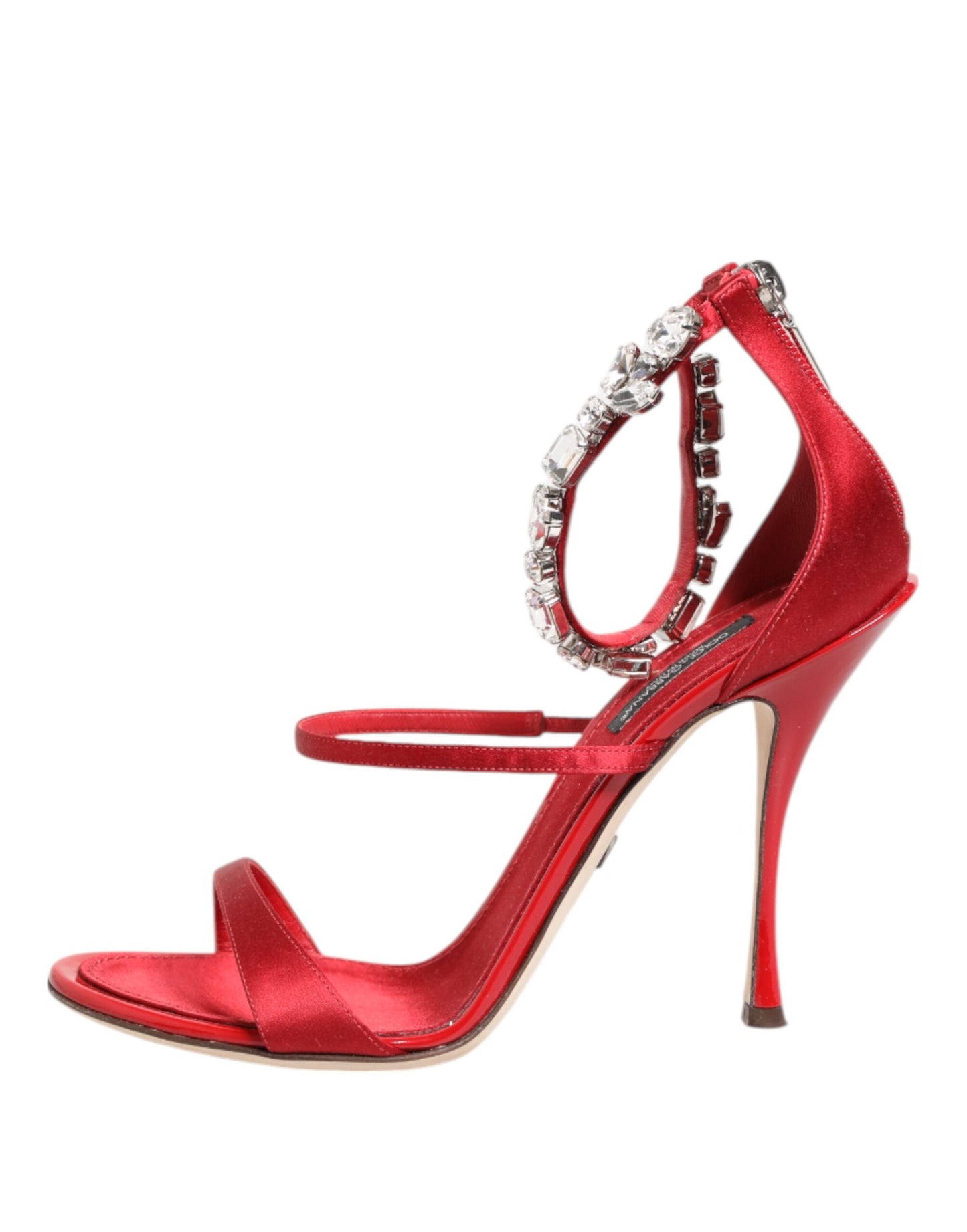 Dolce & Gabbana Red Satin Crystals Keira Sandals