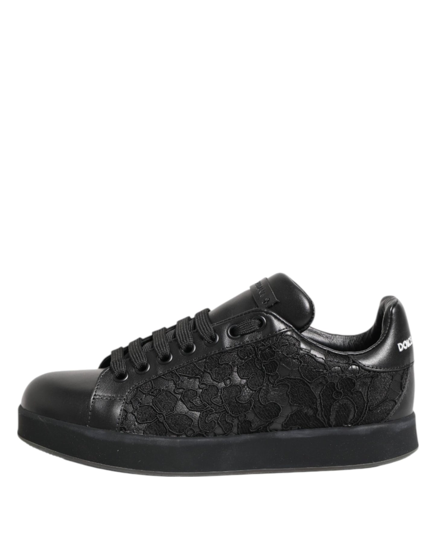 Dolce & Gabbana Black Floral Lace Low Top Sneakers
