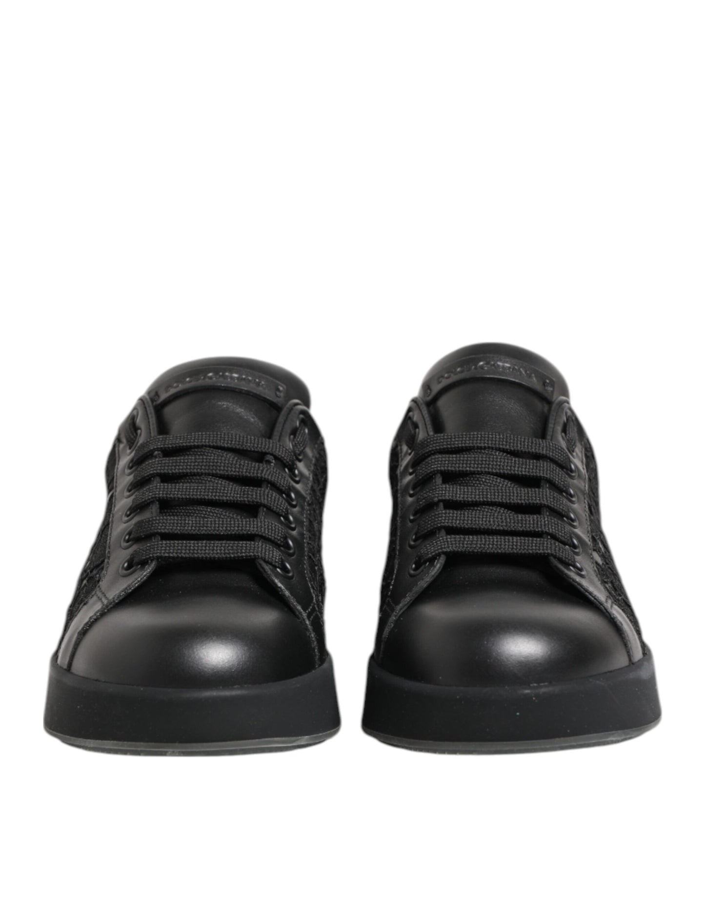 Dolce & Gabbana Black Floral Lace Low Top Sneakers